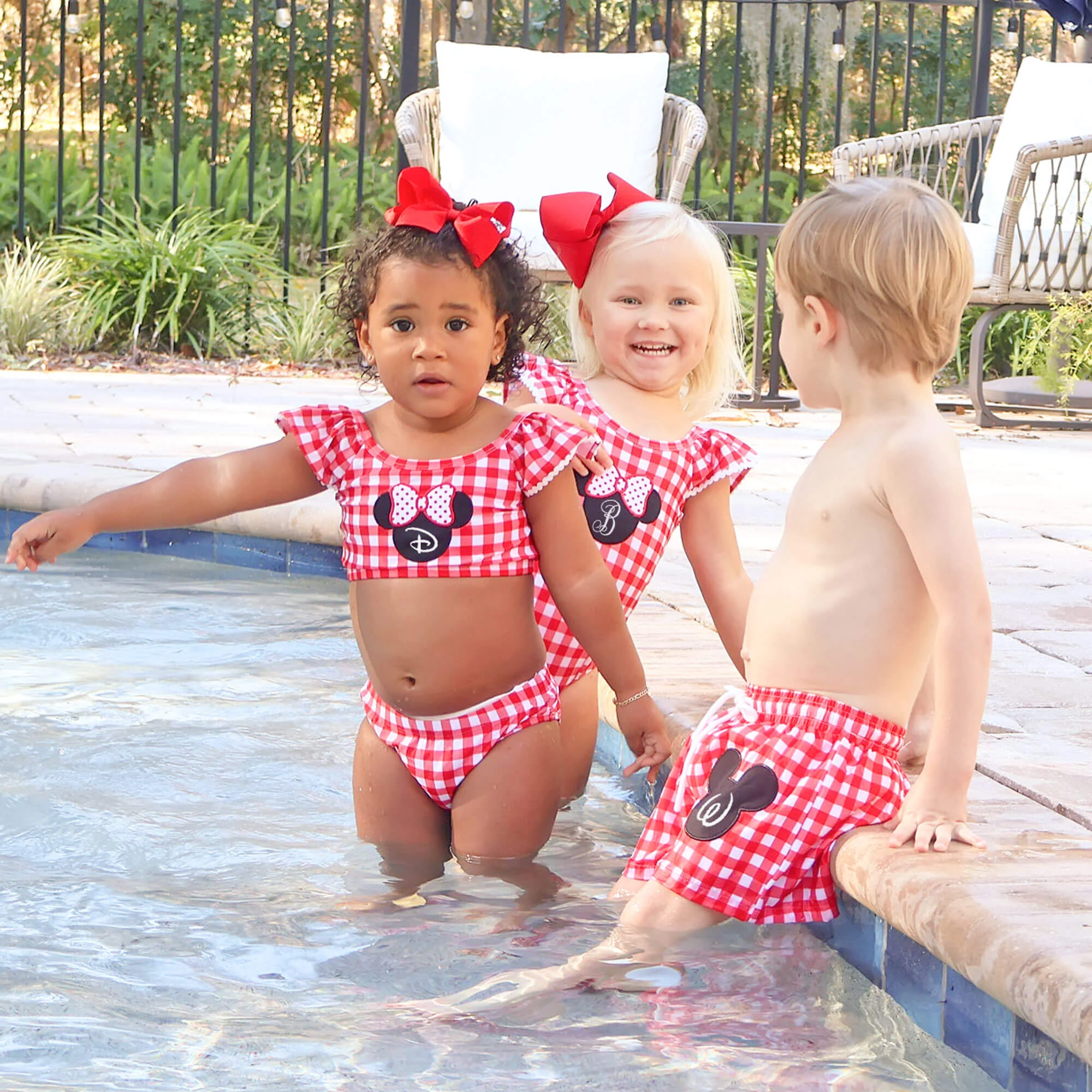 Mouse Ears Red Gingham Swim Trunks - Image 3