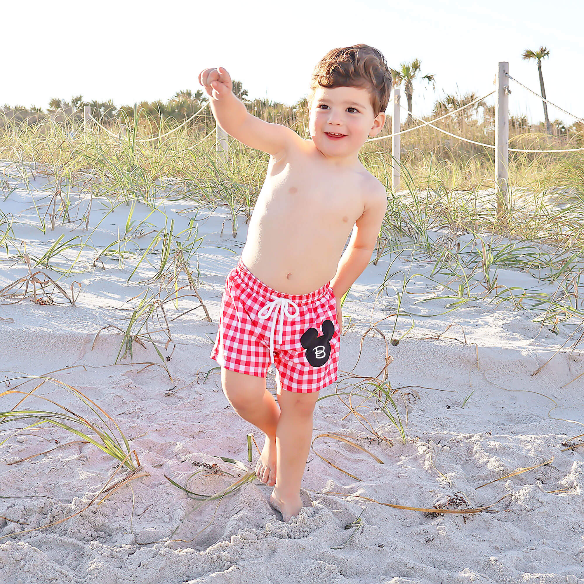 Mouse Ears Red Gingham Swim Trunks - Image 6