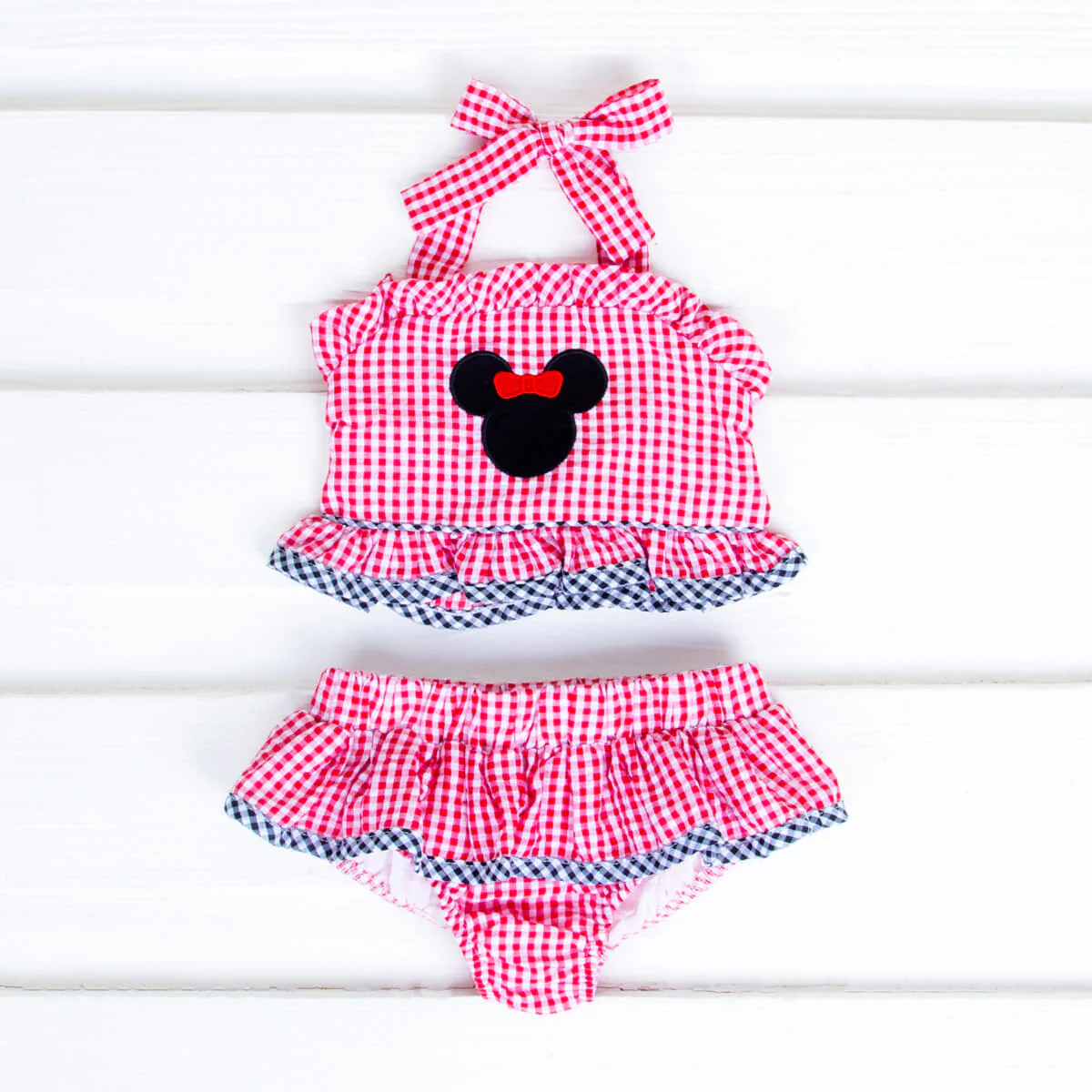 Mouse Ears Red Seersucker Two Piece Swimsuit - Image 2