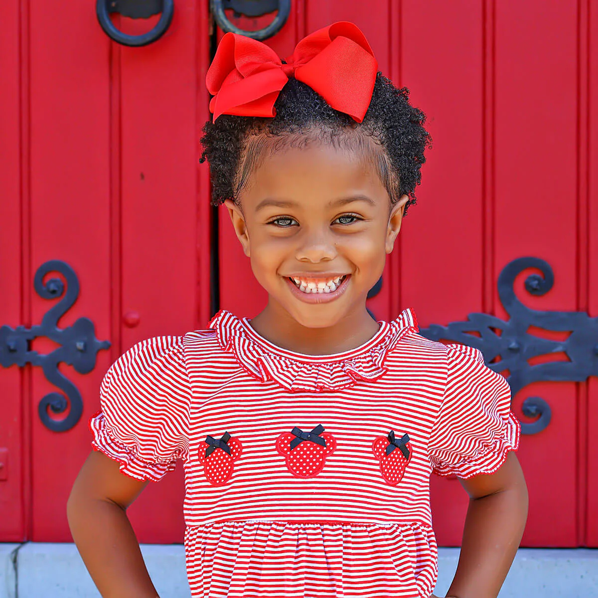 Mouse Ears Red Stripe Ruffle Collared Dress - Image 2