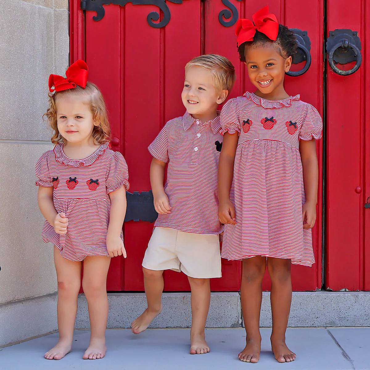 Mouse Ears Red Stripe Ruffle Collared Dress - Image 6