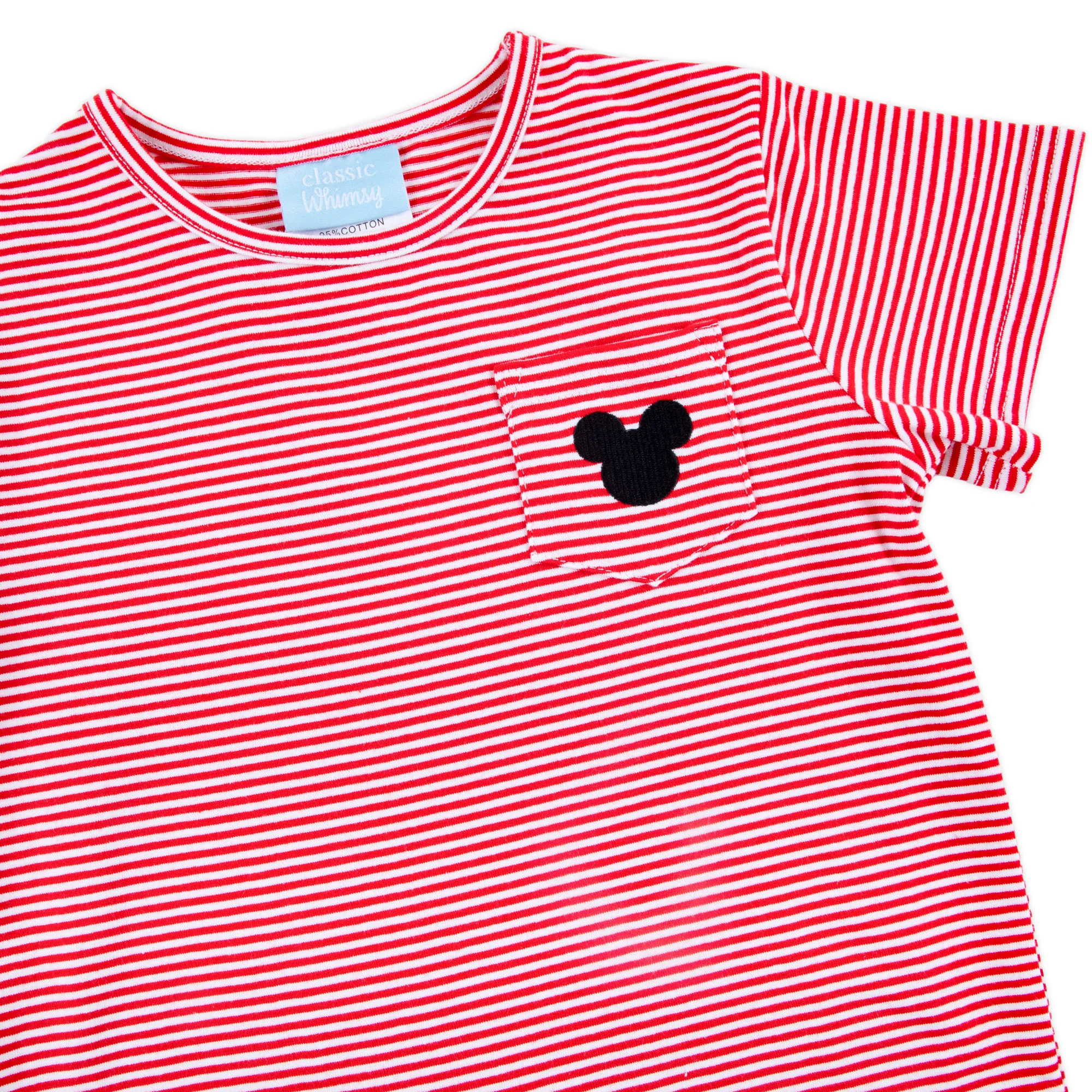 Mouse Ears Red Stripe Short Sleeve Pocket Shirt - Image 2