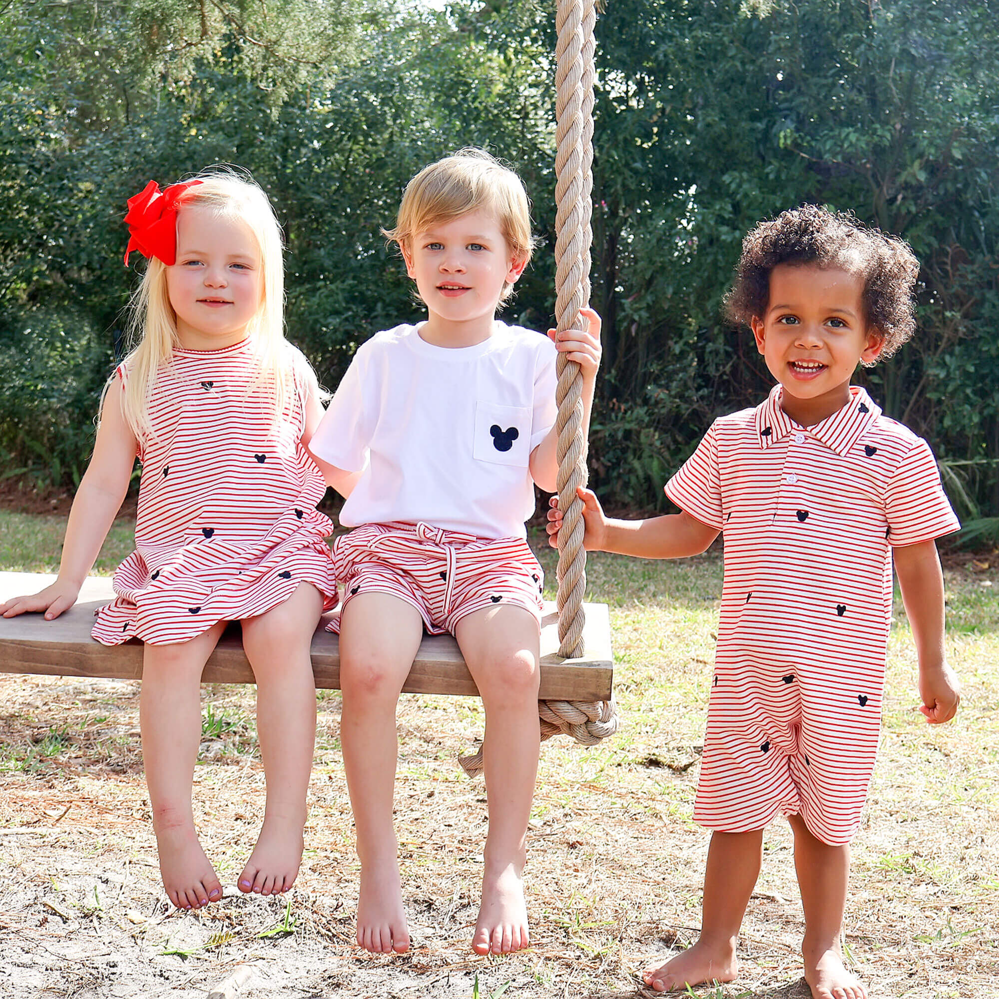 Mouse Ears Schiffli Red Stripe Liv Dress - Image 5