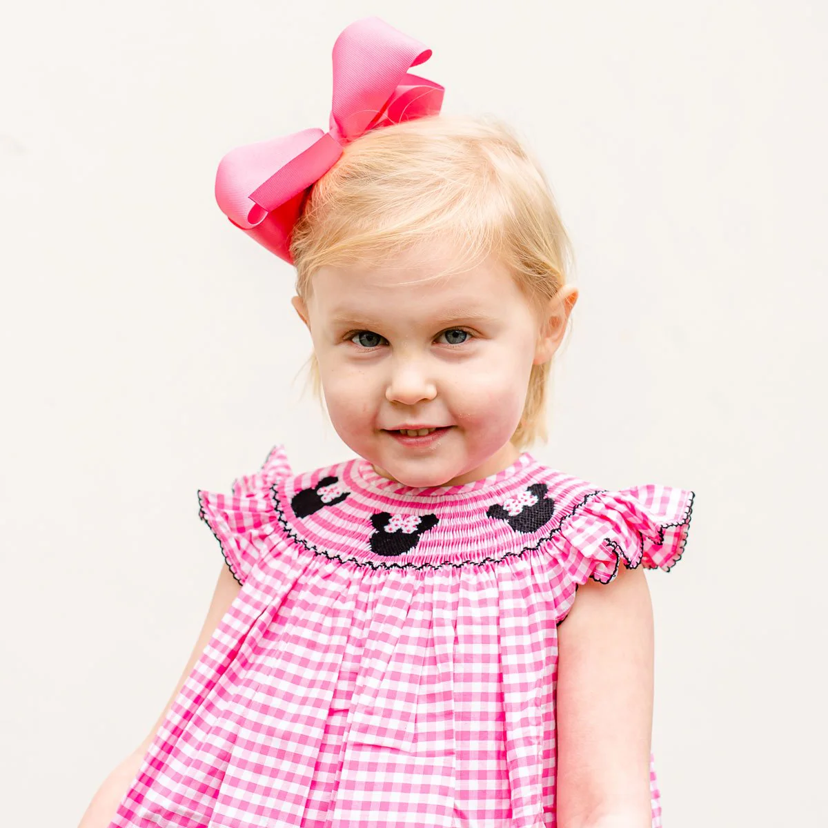 Mouse Ears Smocked Pink Dress - Image 3