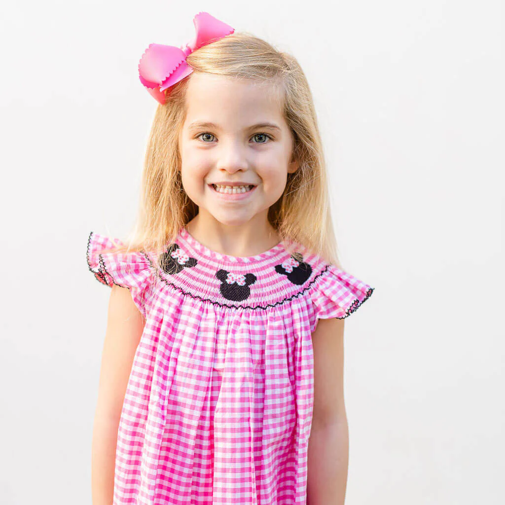 Mouse Ears Smocked Pink Dress - Image 4