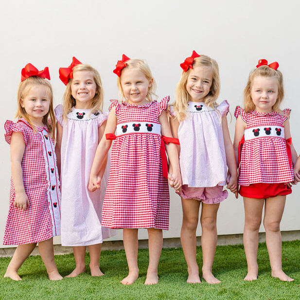 Mouse Ears Smocked Angel Sleeve Short Set Red Dot - Image 8