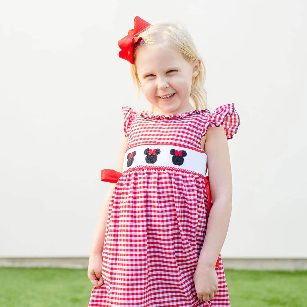 Mouse Ears Smocked Red Beverly Dress - Image 2