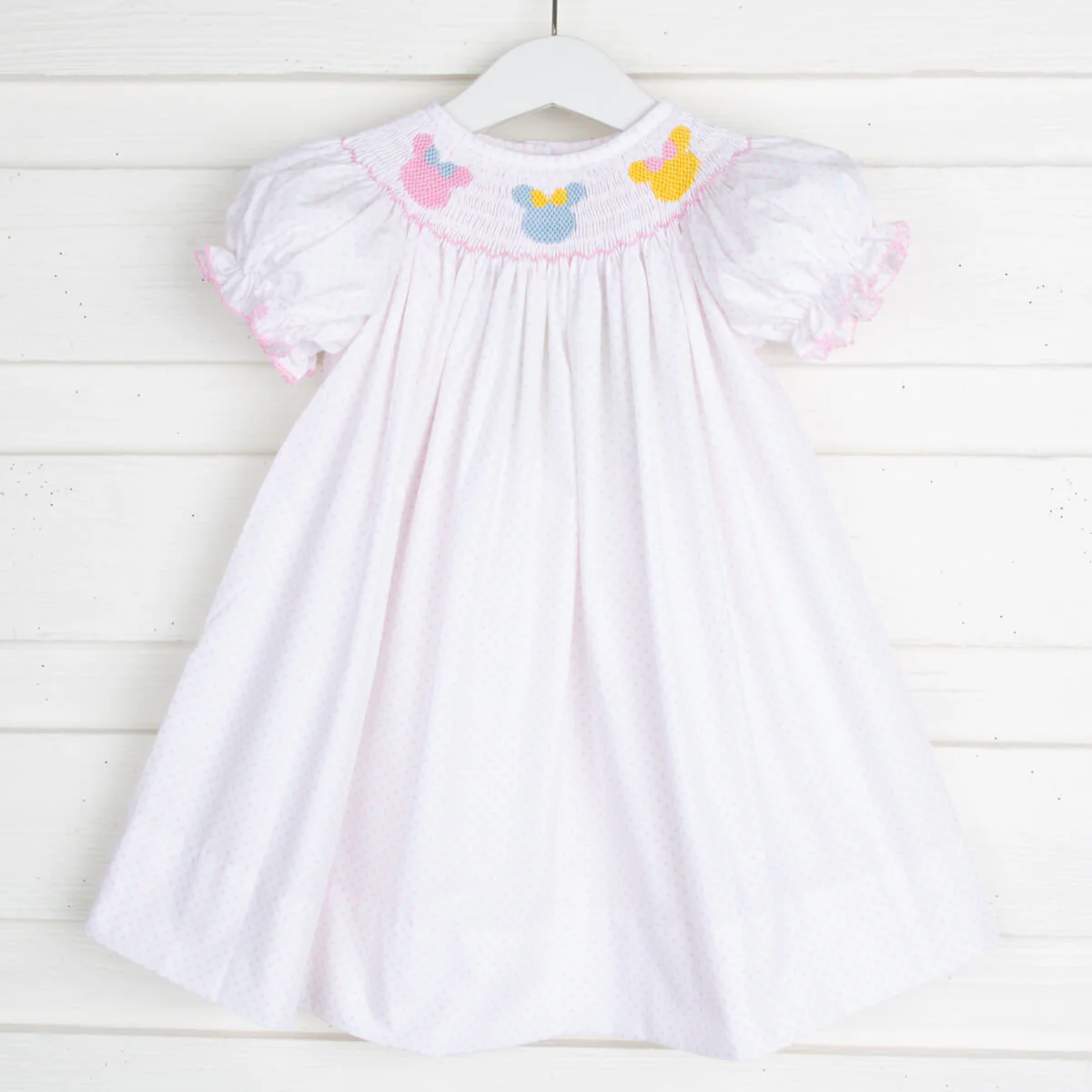 Mouse Ears Smocked Bishop Pink Dot - Image 2