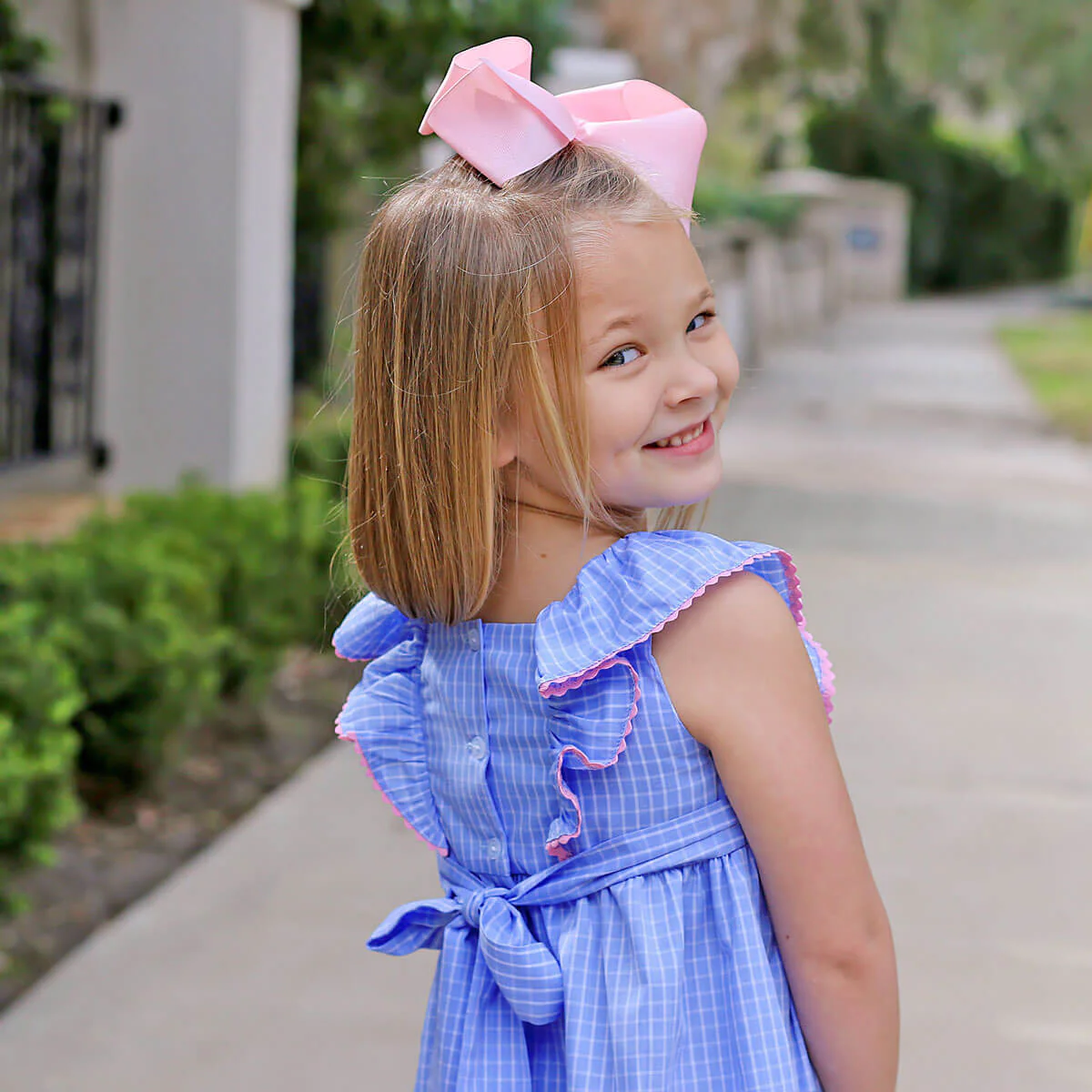 Storybook Blue Windowpane Waterfall Dress - Image 2