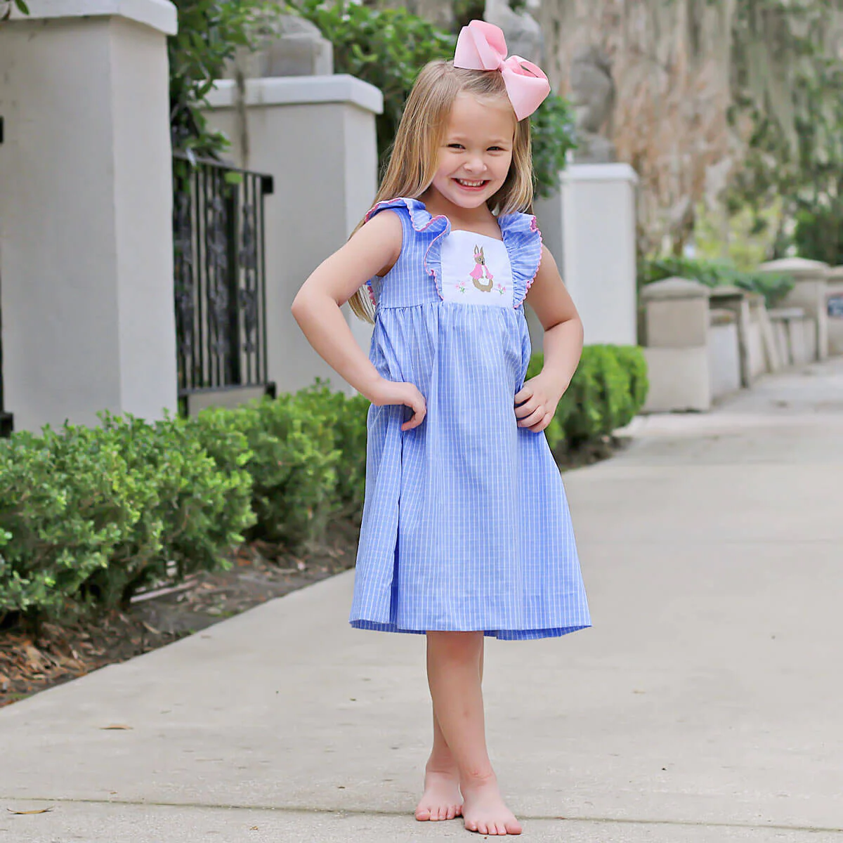 Storybook Blue Windowpane Waterfall Dress - Image 7