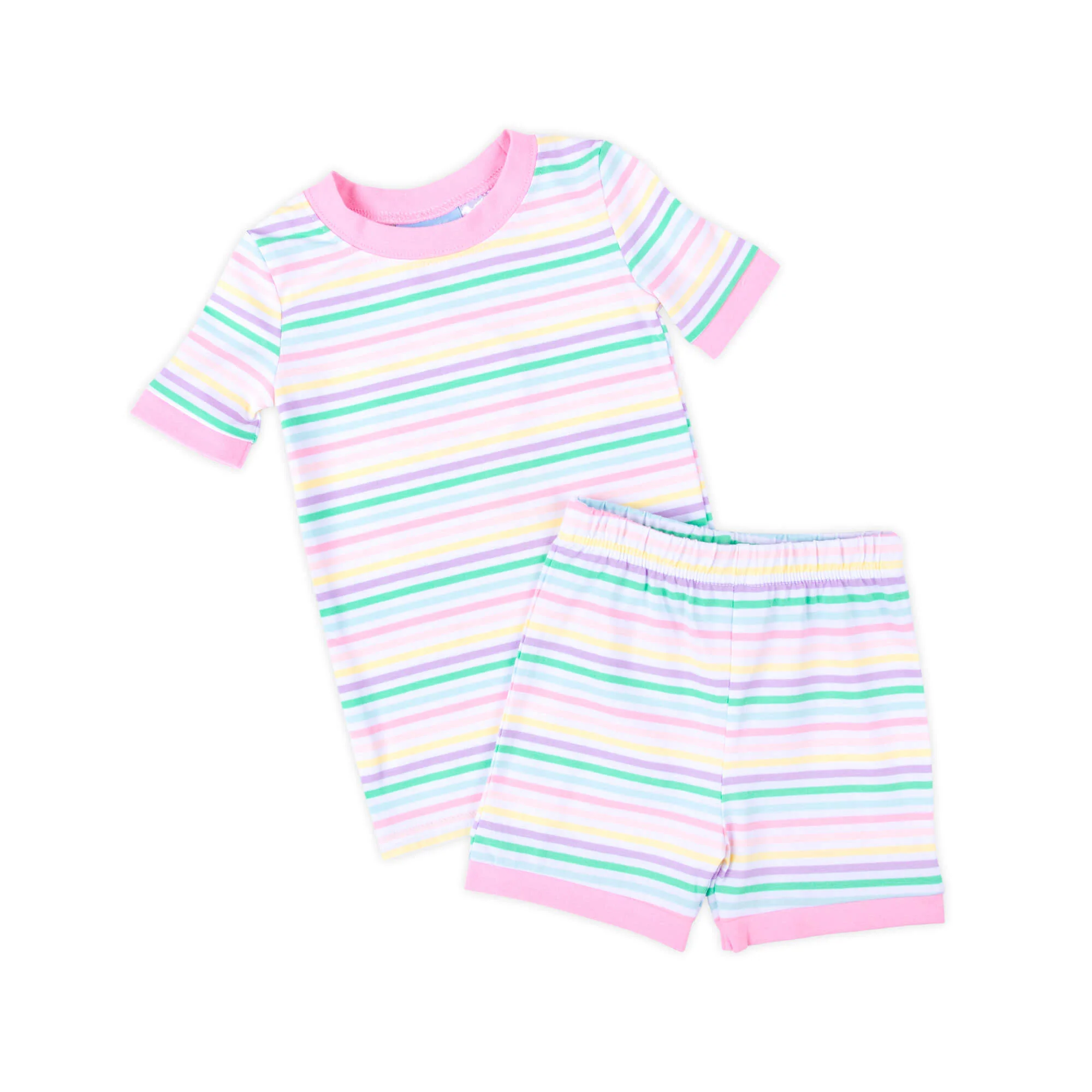 Pastel Pink Stripe Short Pajamas - Image 4