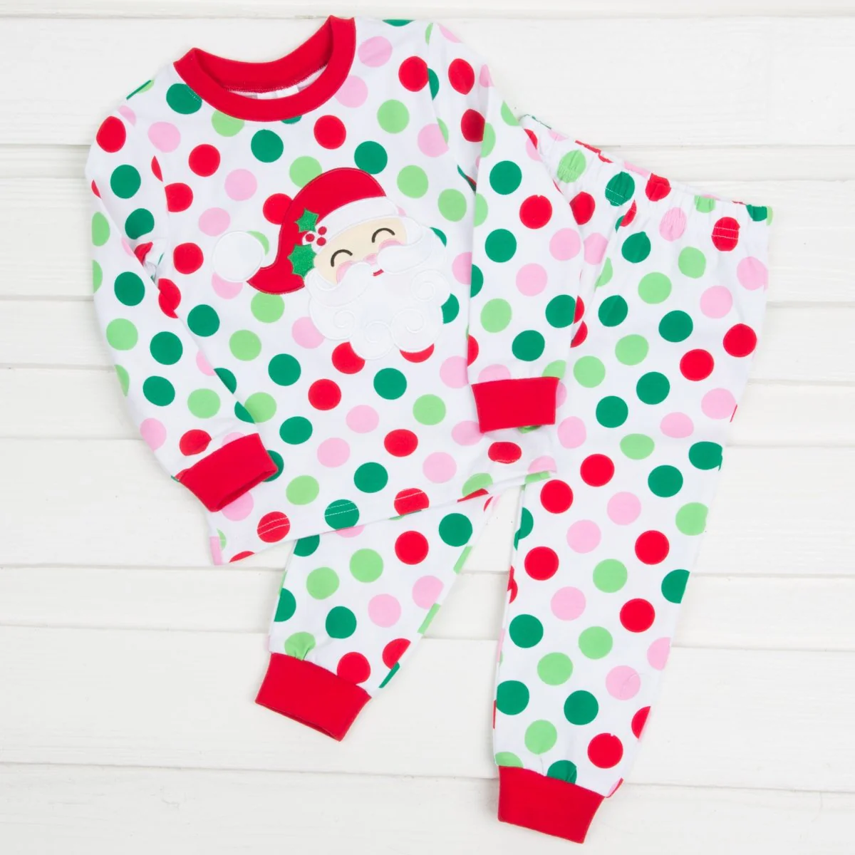 Happy Santa Multi Polka Dot Pajamas - Image 2
