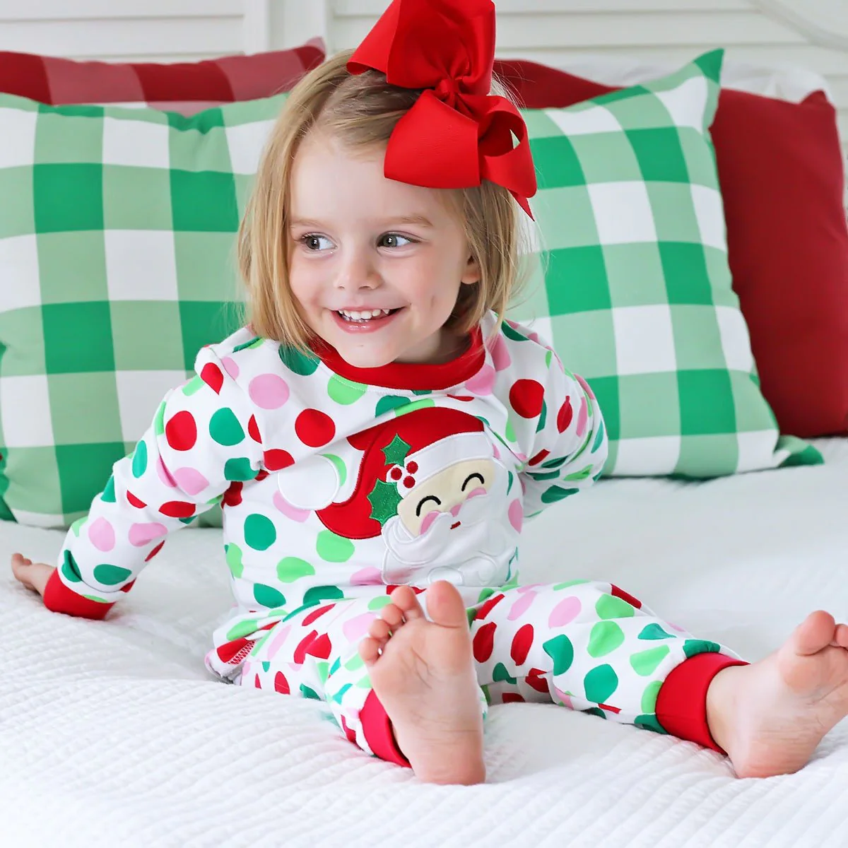 Happy Santa Multi Polka Dot Pajamas - Image 3