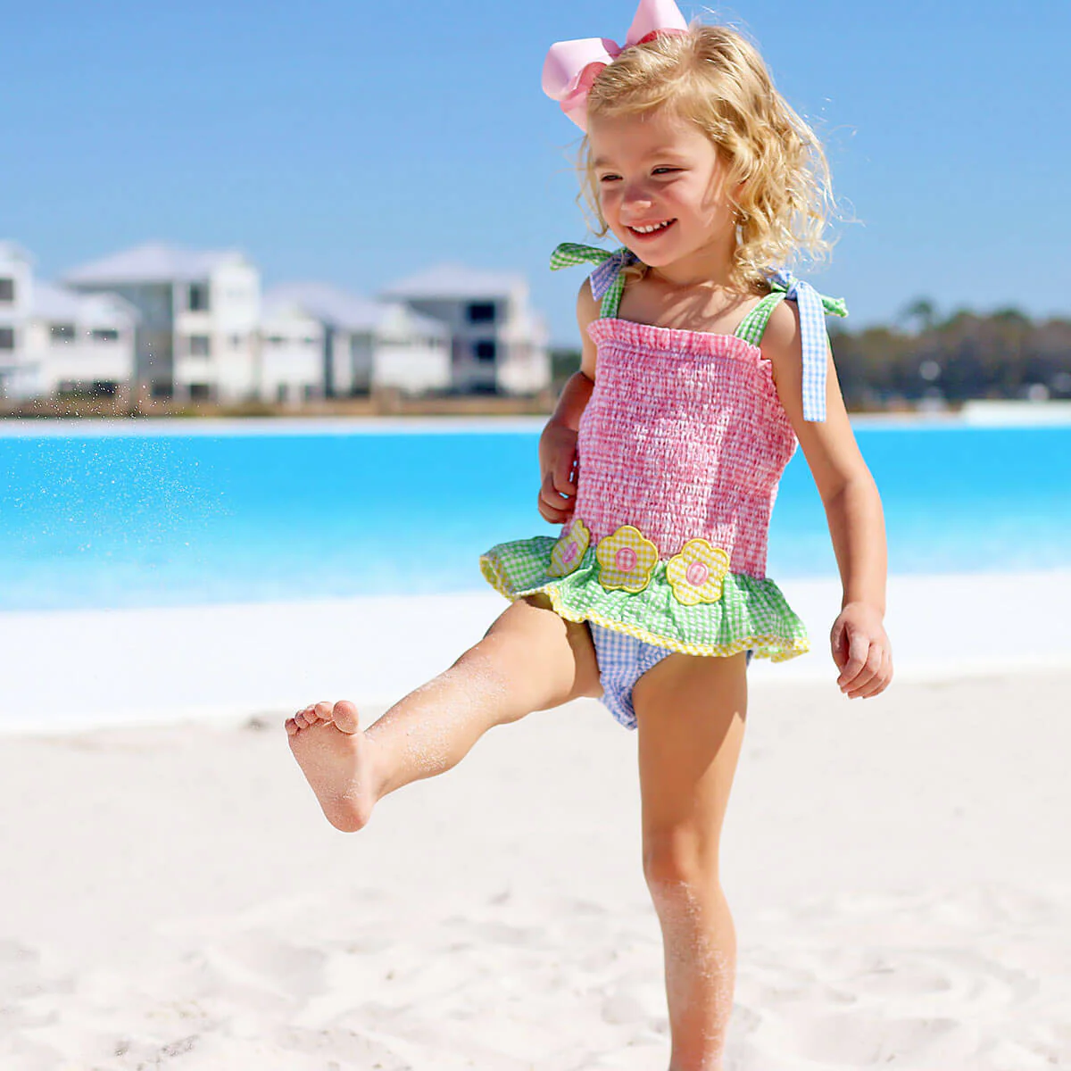Multi Seersucker Daisy Swimsuit - Image 2