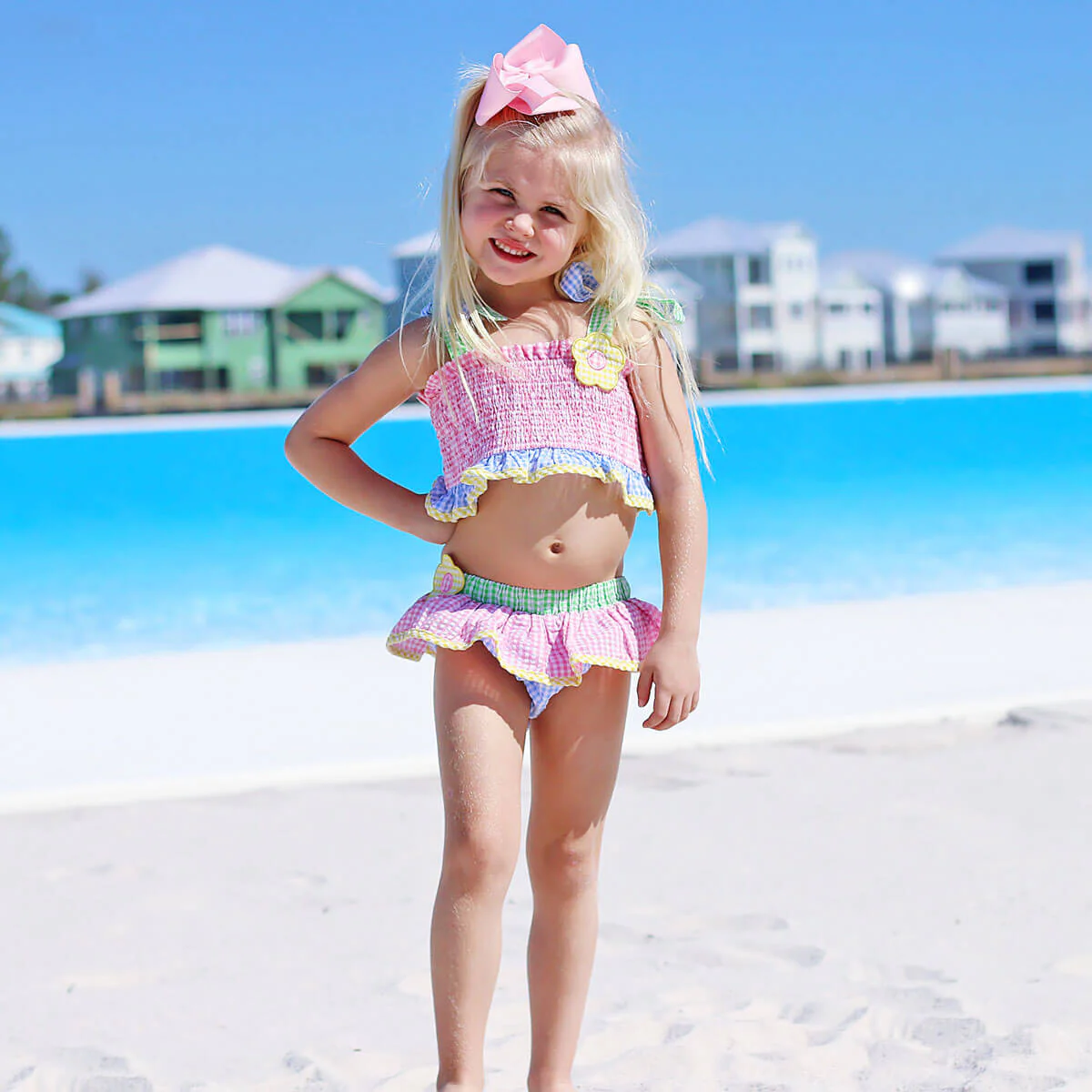 Multi Seersucker Daisy Two Piece Swimsuit - Image 3