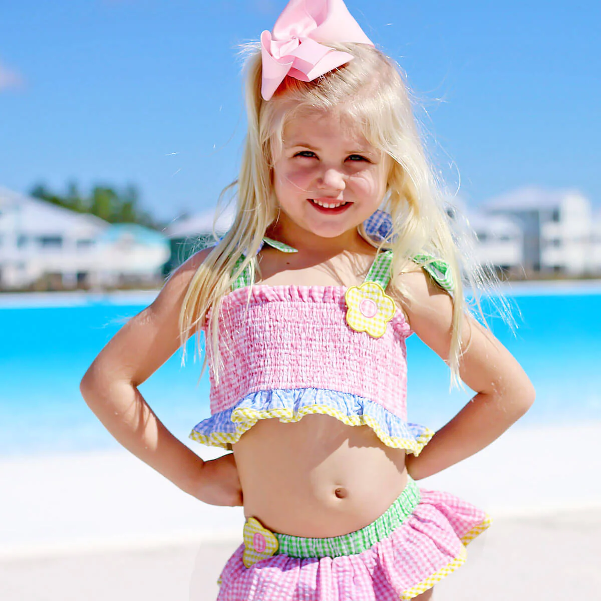 Multi Seersucker Daisy Two Piece Swimsuit - Image 5