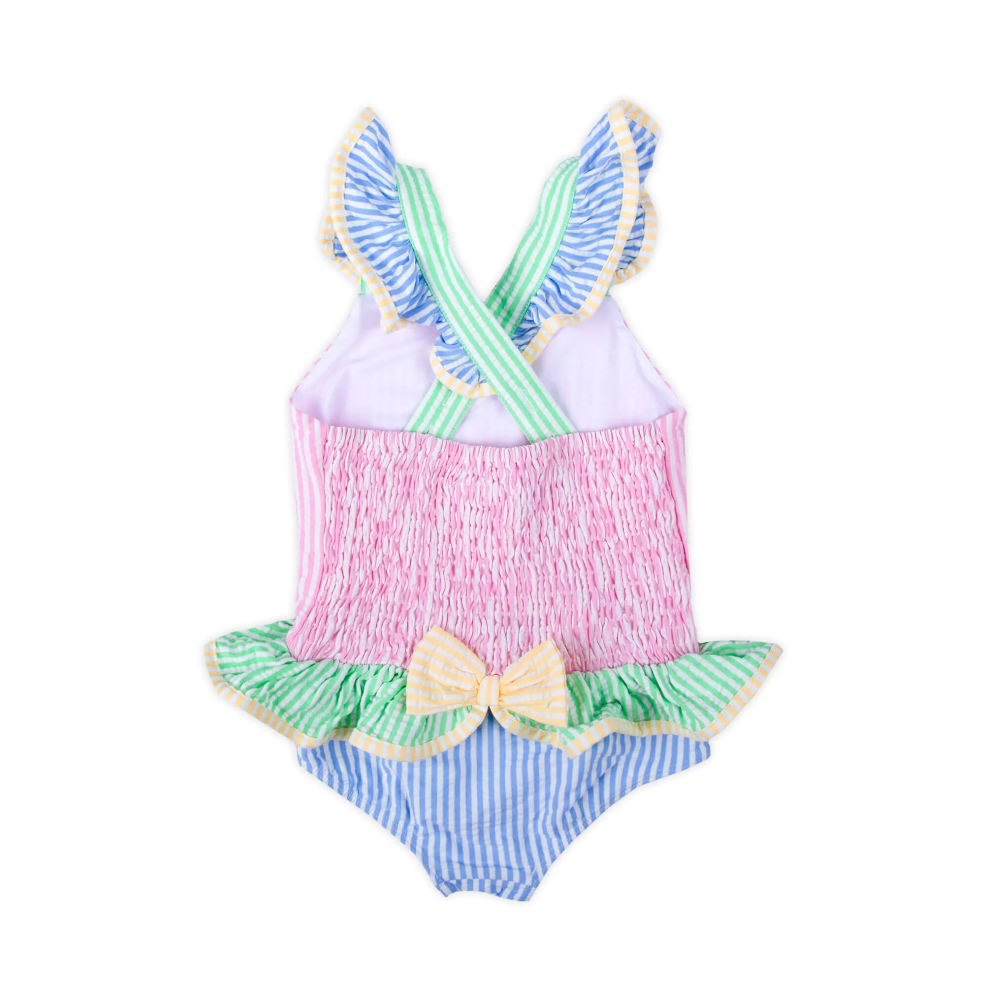 Colorblock Seersucker One Piece Swimsuit - Image 2