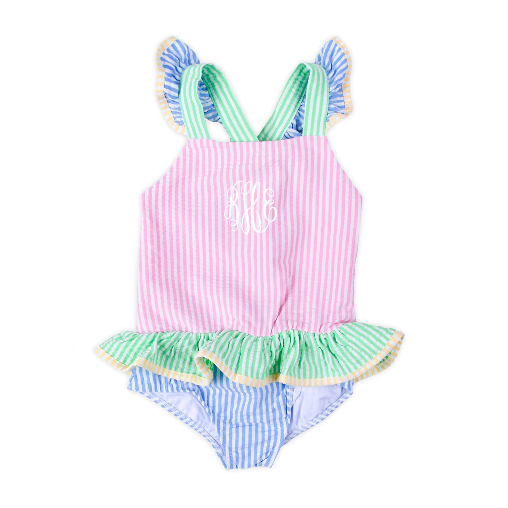 Colorblock Seersucker One Piece Swimsuit - Image 5
