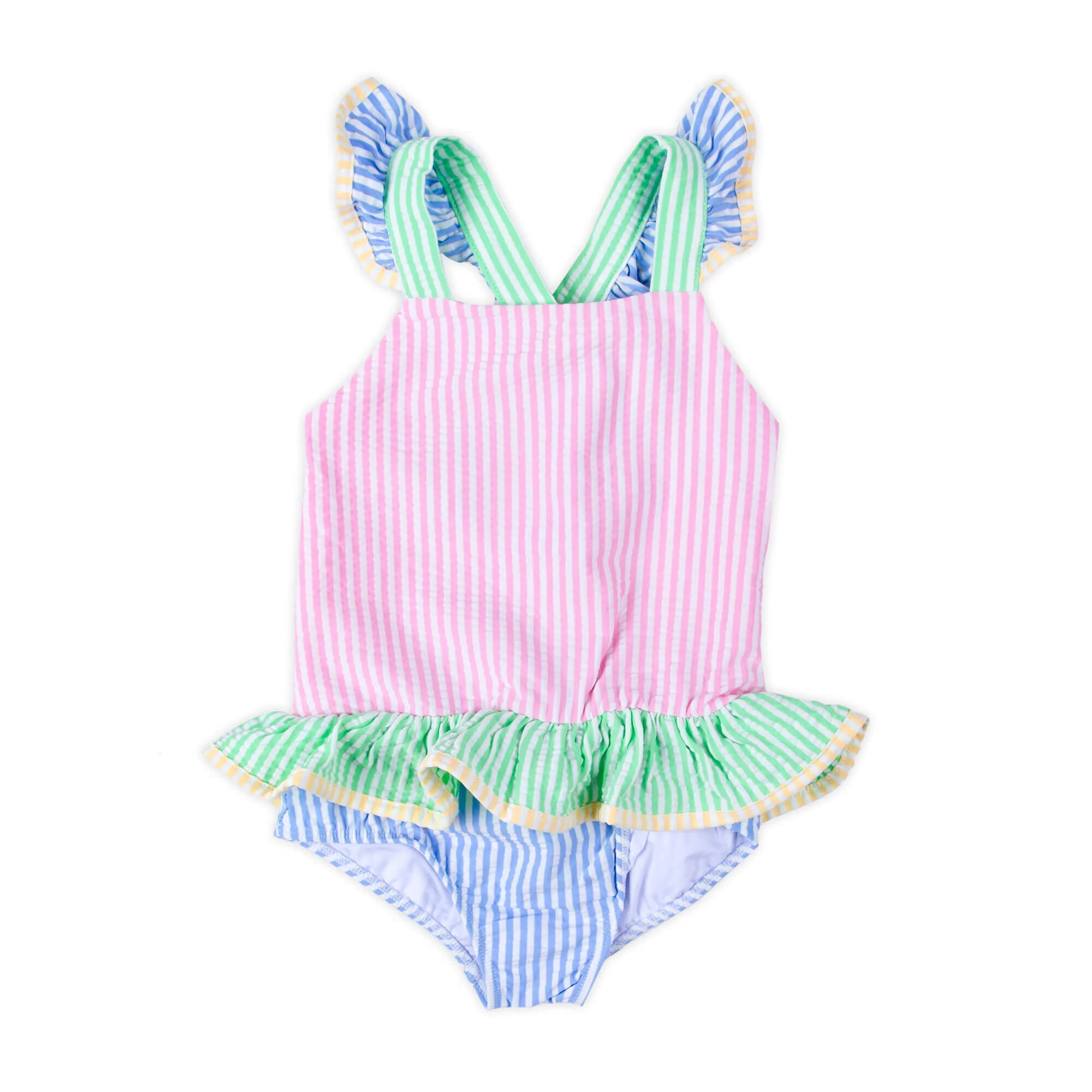Colorblock Seersucker One Piece Swimsuit - Image 7