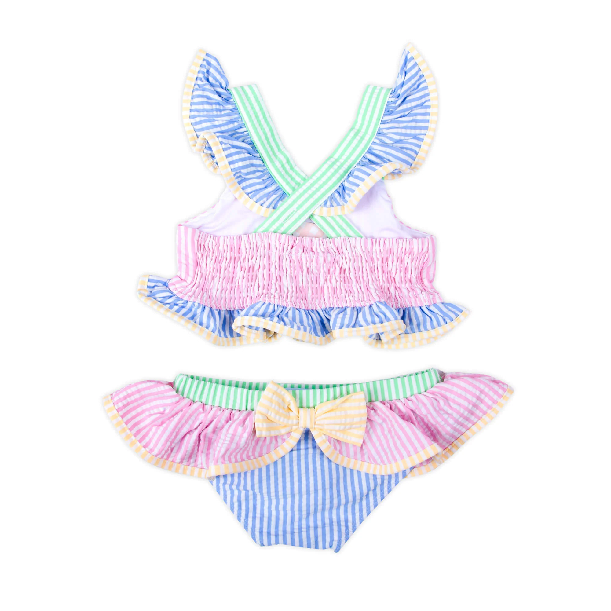 Colorblock Seersucker Two Piece Swimsuit - Image 4