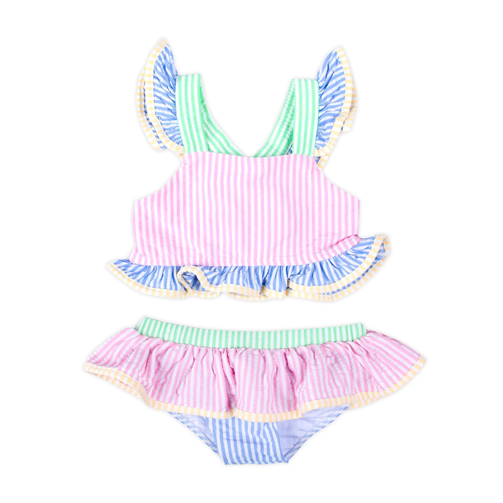 Colorblock Seersucker Two Piece Swimsuit - Image 8