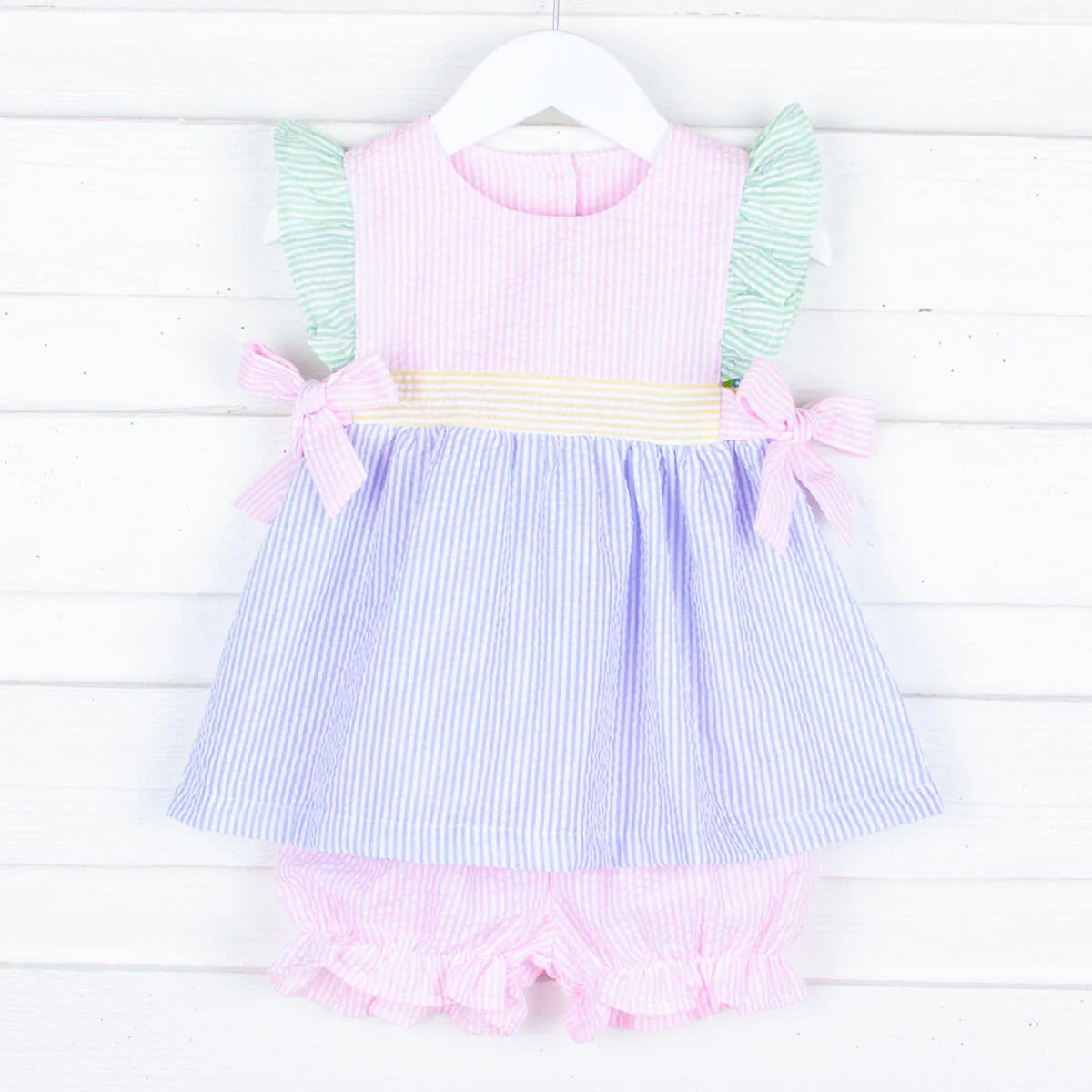 Multi Stripe Seersucker Avery Bloomer Set - Image 2