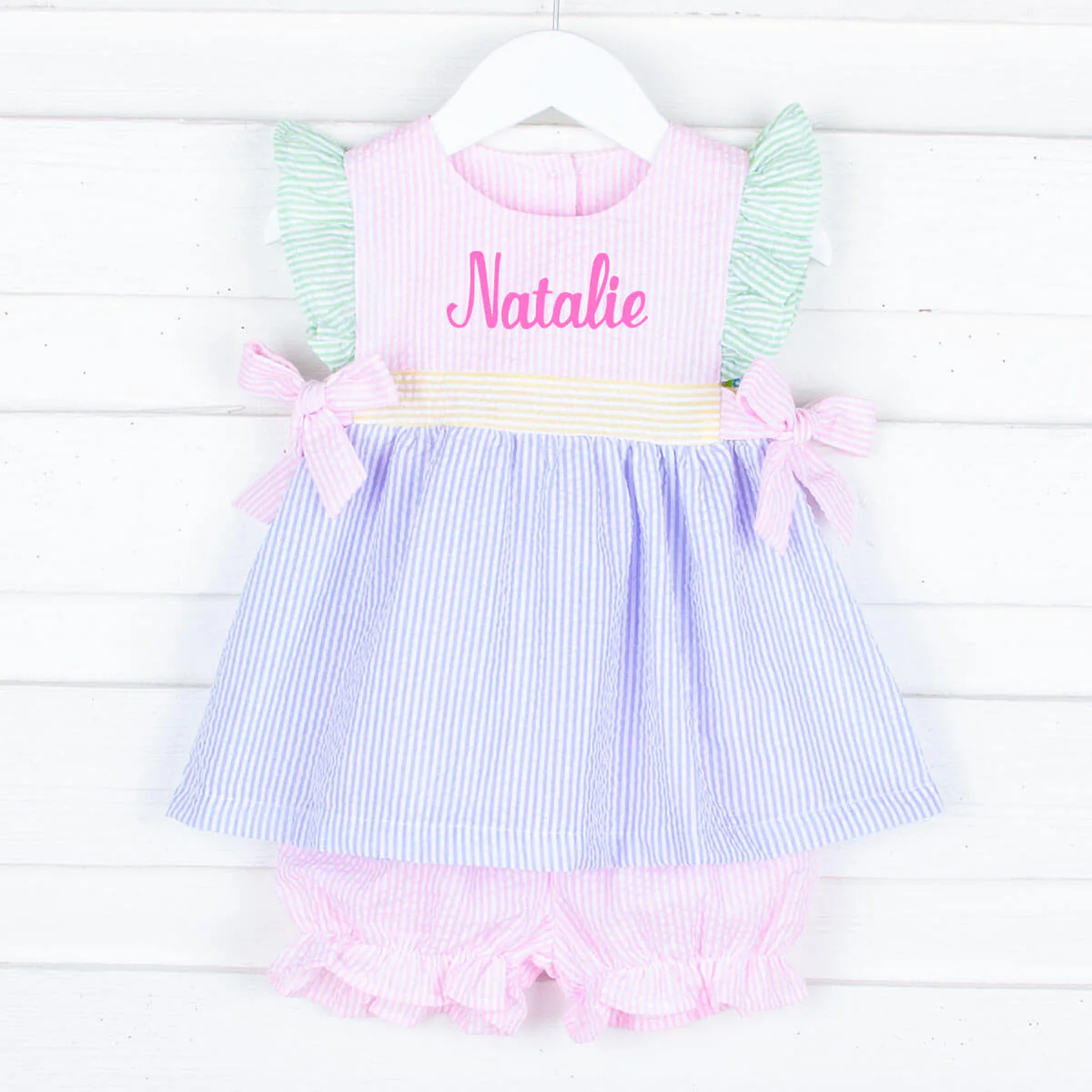 Multi Stripe Seersucker Avery Bloomer Set - Image 4