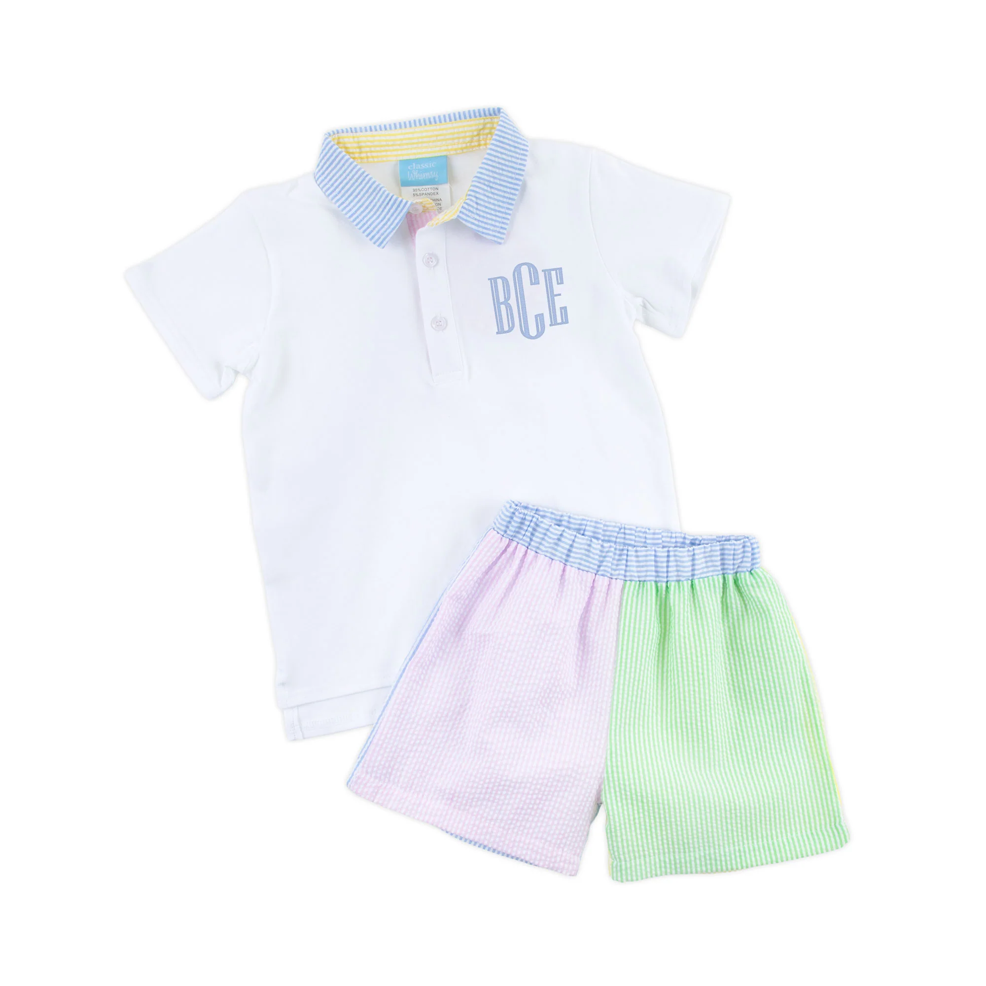 Multi Stripe Seersucker Polo Short Set - Image 2
