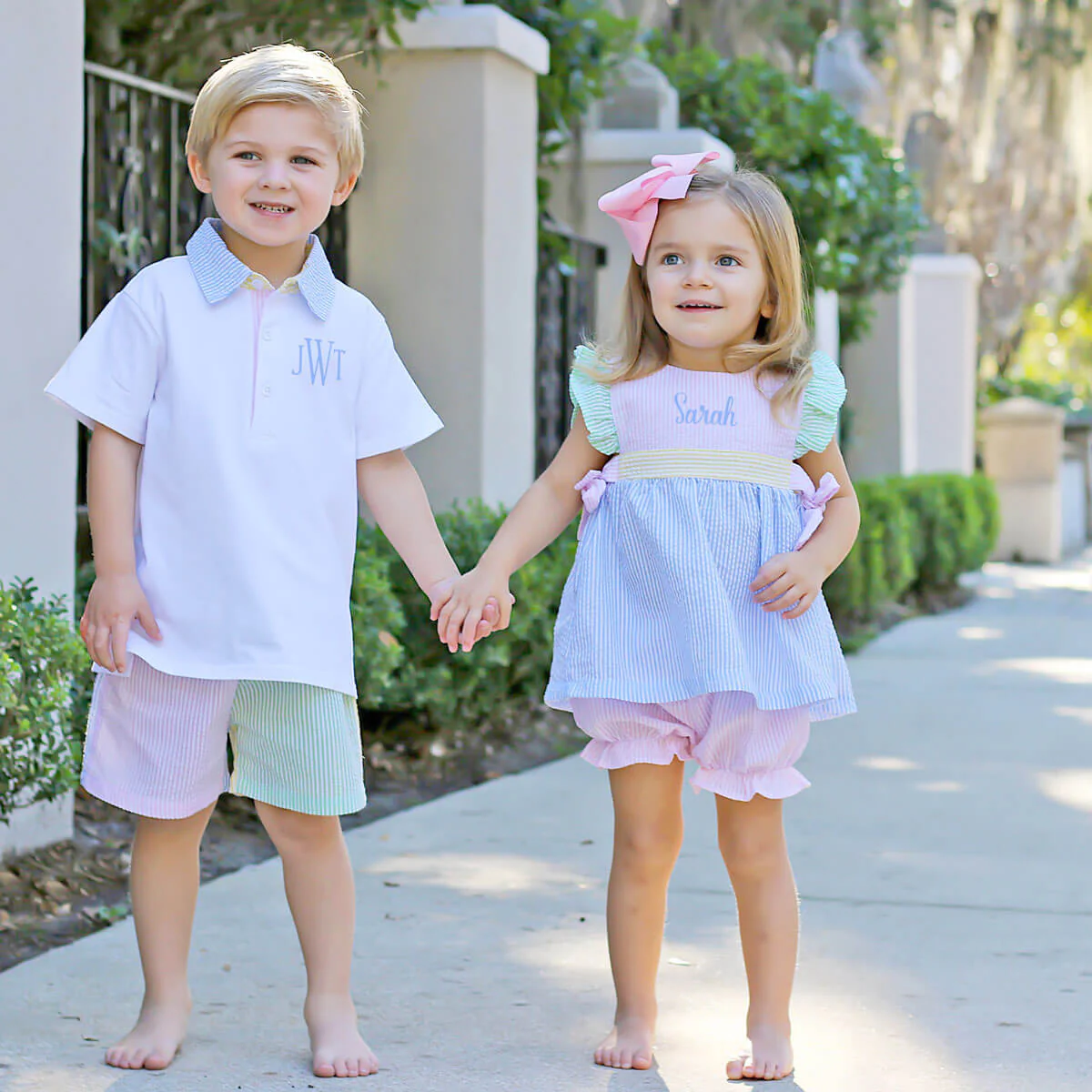 Multi Stripe Seersucker Polo Short Set - Image 4