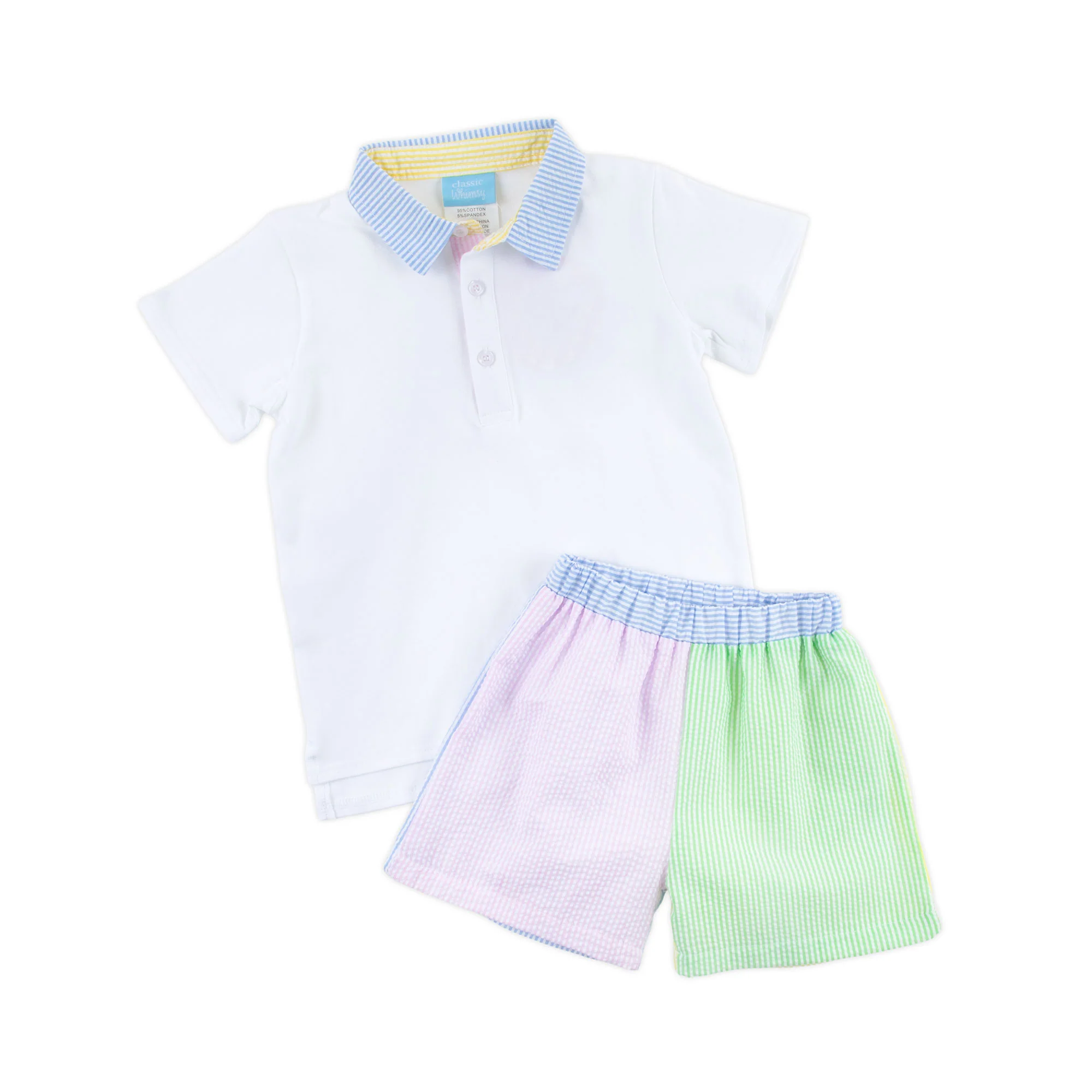 Multi Stripe Seersucker Polo Short Set - Image 6