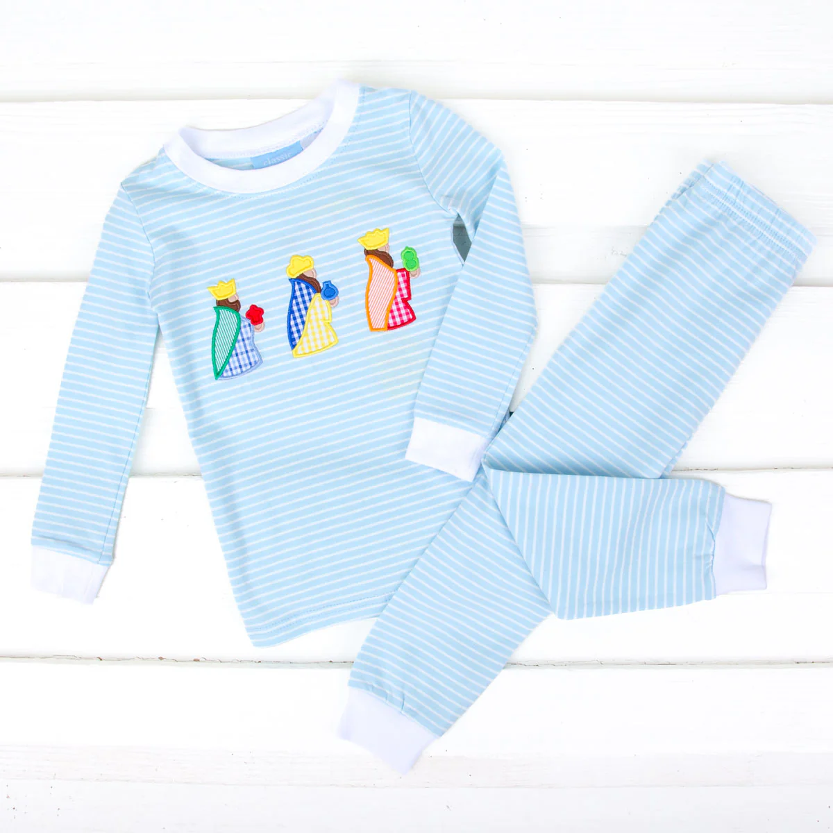 Three Kings Nativity Light Blue Stripe Pajamas - Image 2