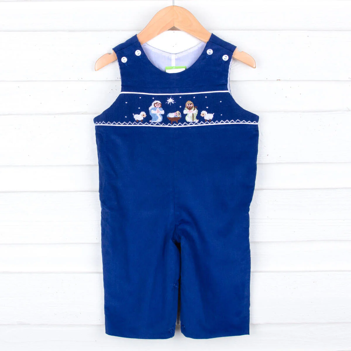 Nativity Smocked Longall Royal Blue Corduroy - Image 3