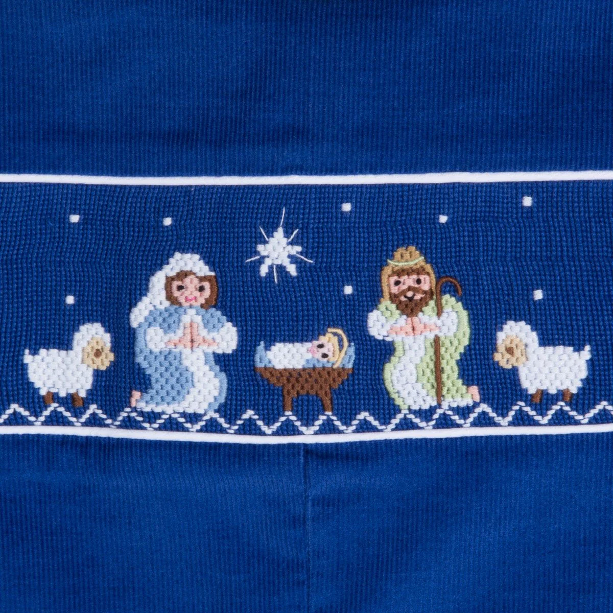 Nativity Smocked Longall Royal Blue Corduroy - Image 4