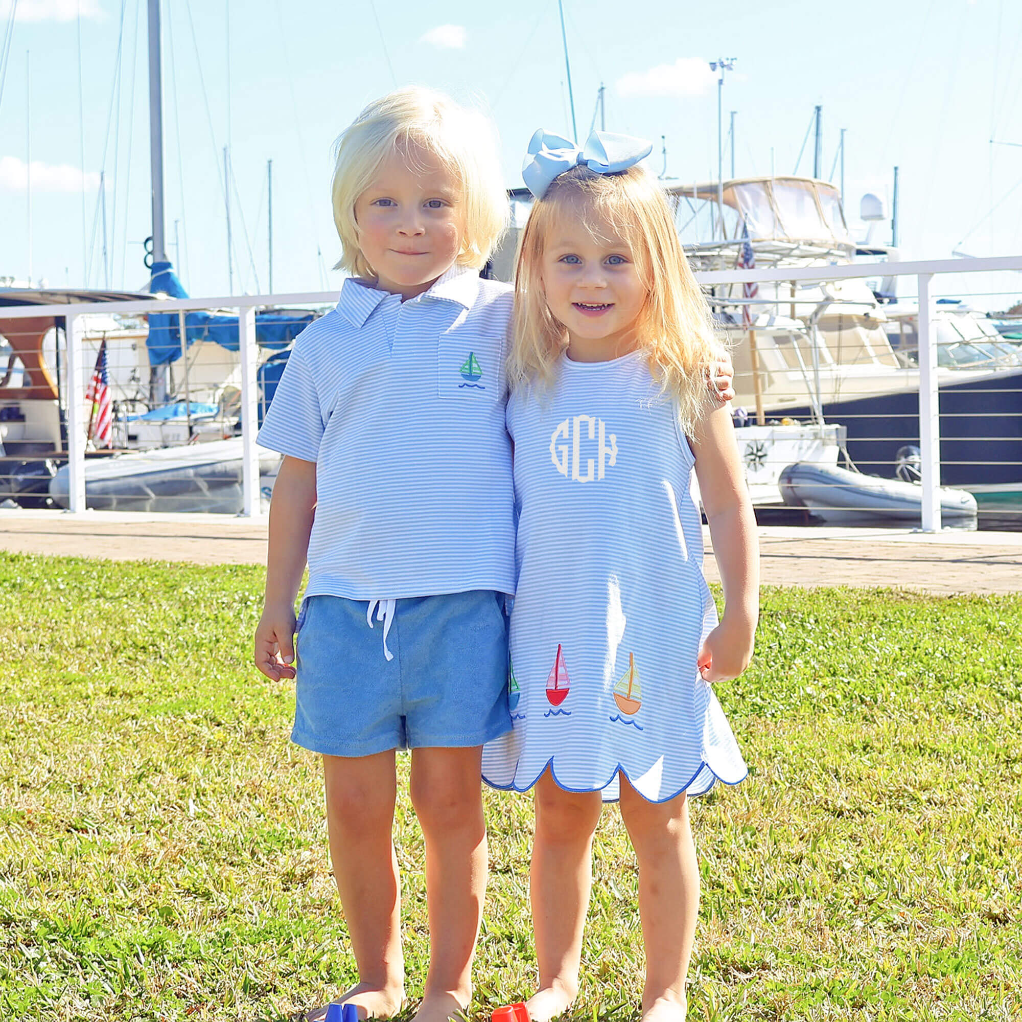 Nautical Adventure Light Blue Stripe Cleo Dress - Image 5