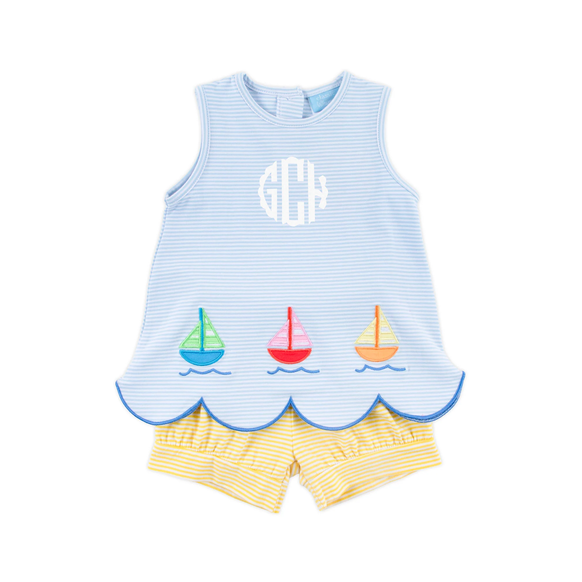 Nautical Adventure Light Blue Stripe Cleo Short Set - Image 2