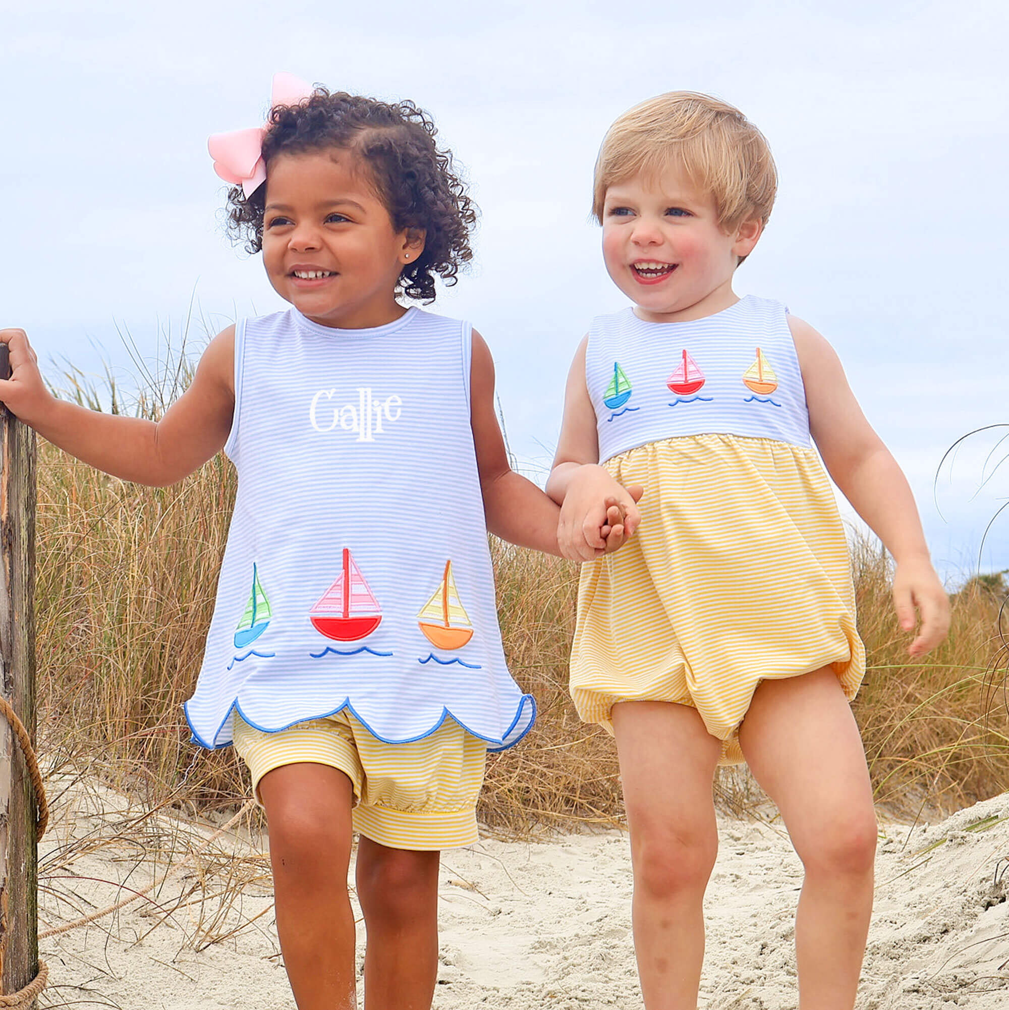 Nautical Adventure Light Blue Stripe Cleo Short Set - Image 3