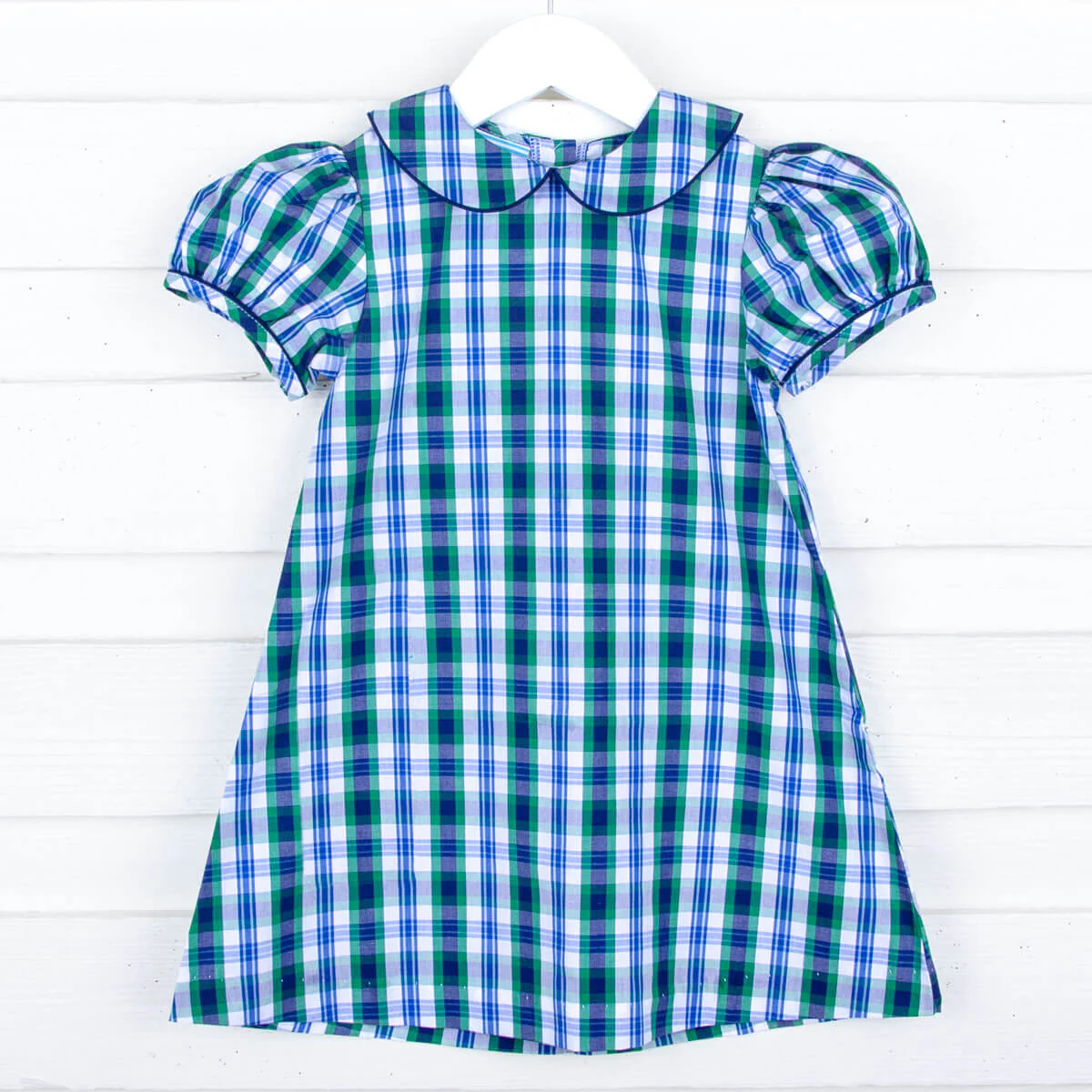 Plaid Navy and Green Sally Dress - Image 2