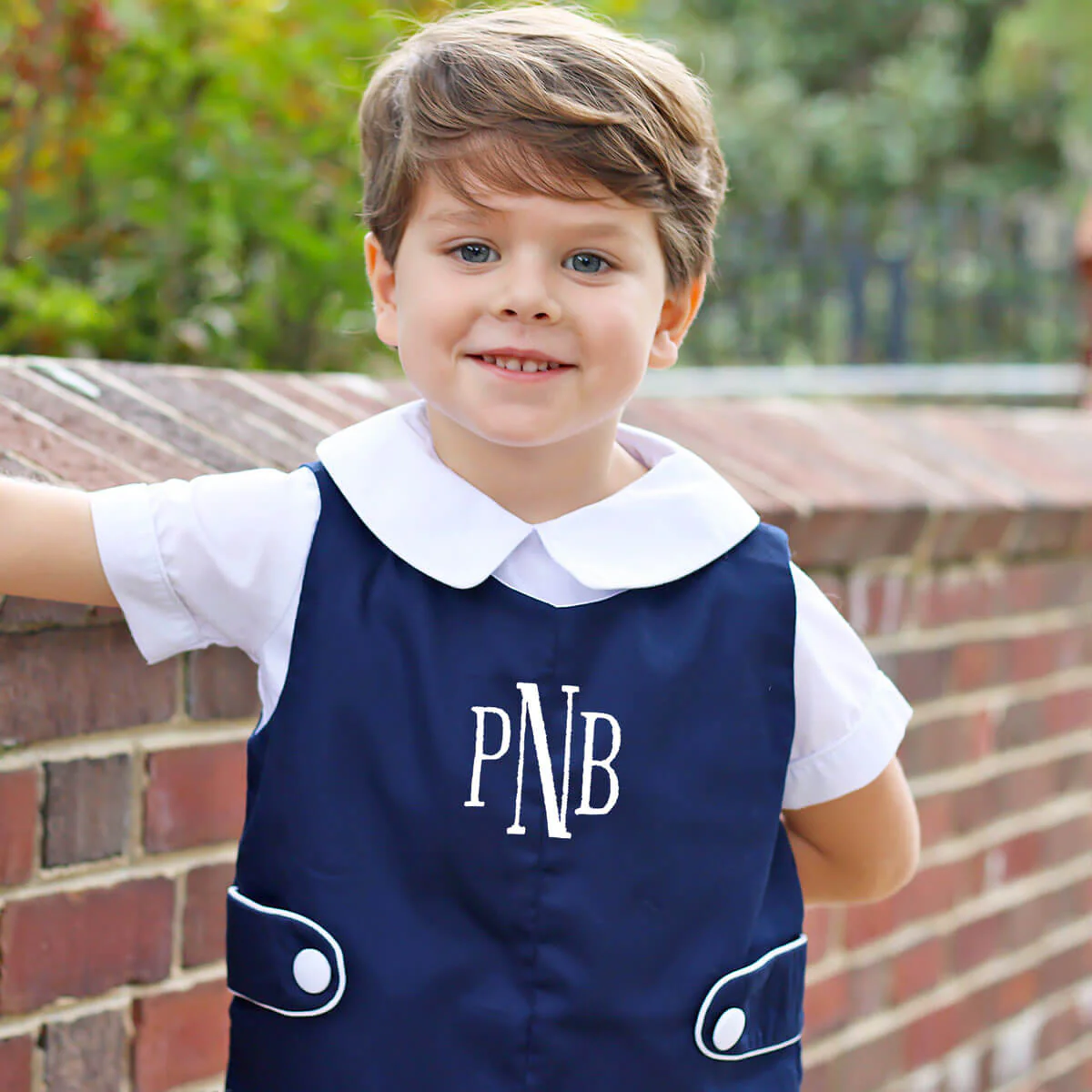 Navy Pique Jon Jon with White Piping - Image 3