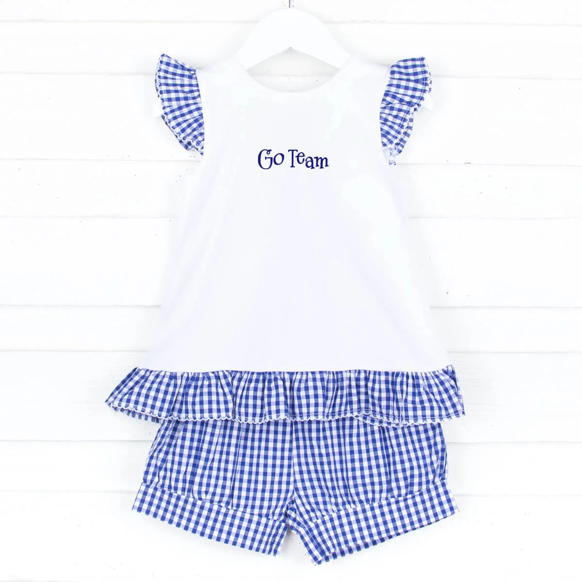 Navy Blue Gingham Tie Back Short Set - Image 3
