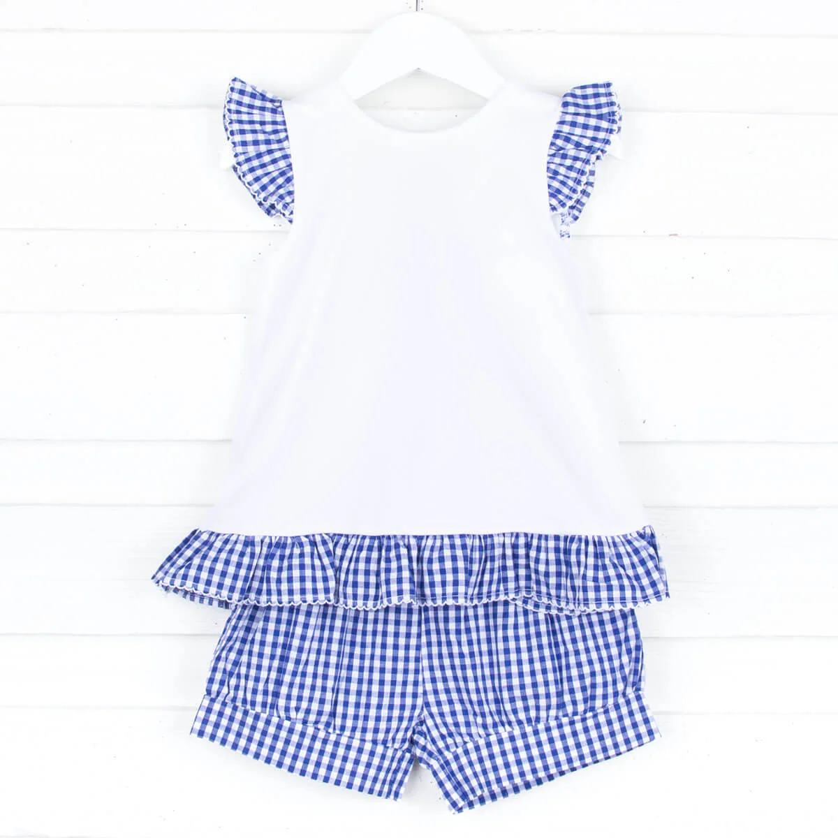 Navy Blue Gingham Tie Back Short Set - Image 5