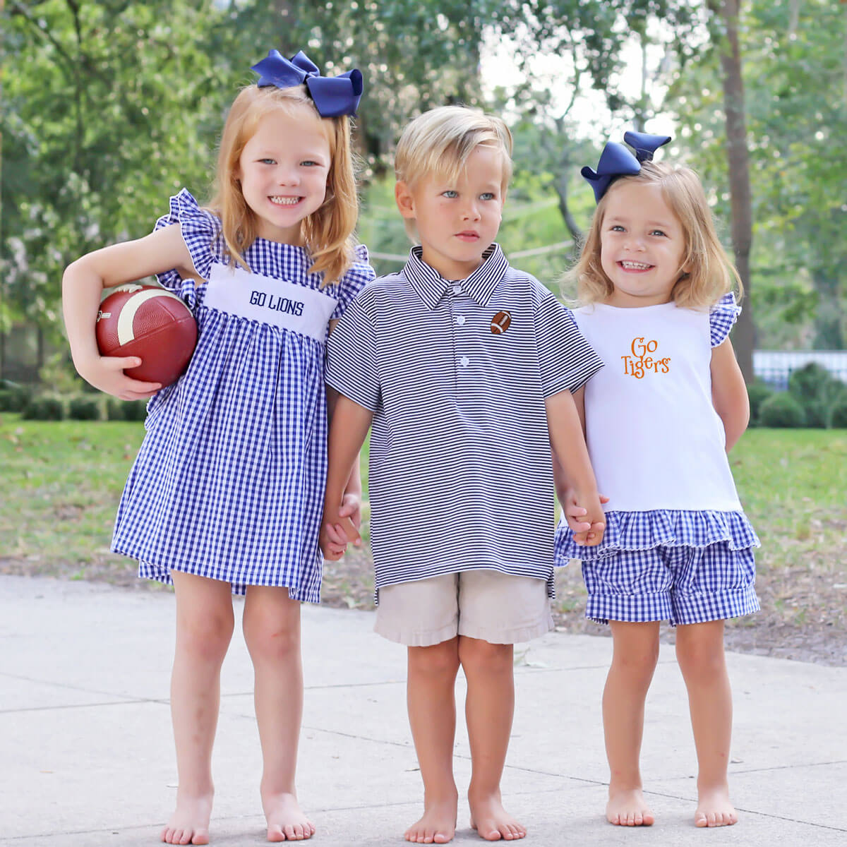Navy Blue Gingham Tie Back Short Set - Image 6