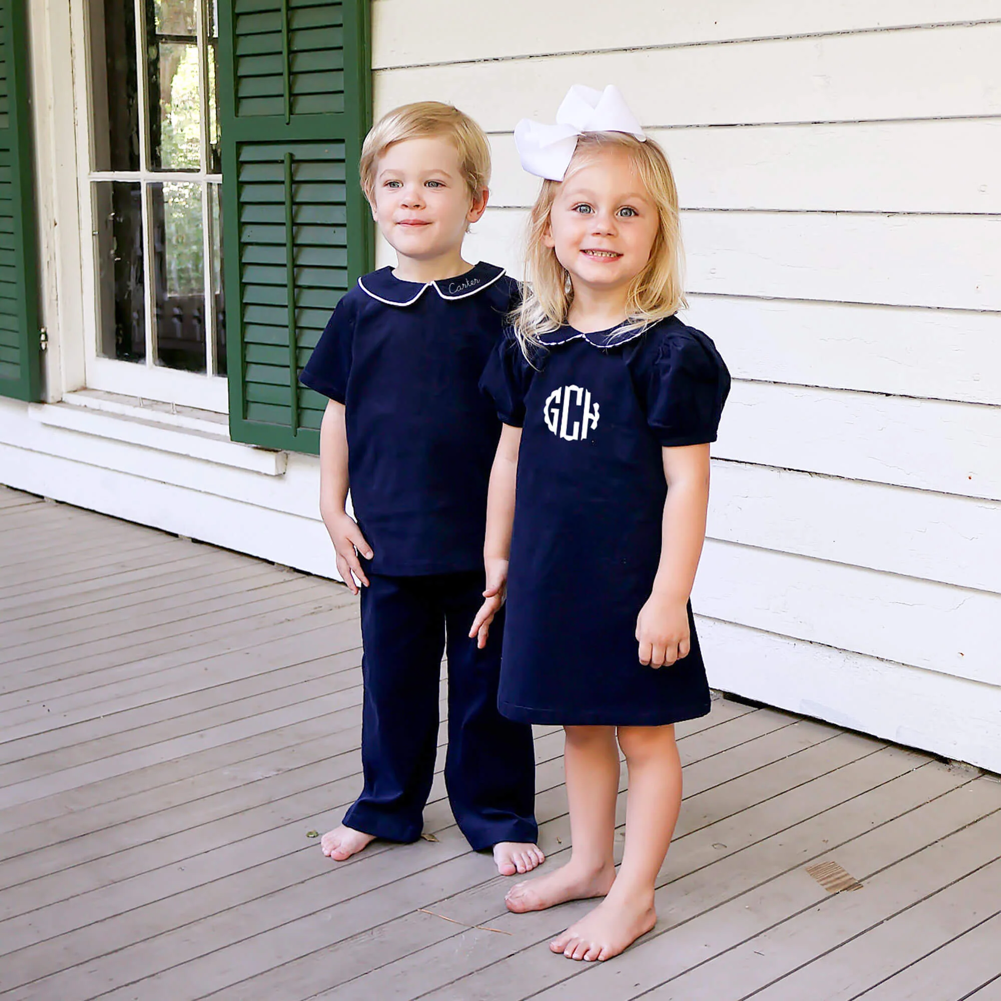 Navy Corduroy Collared Sally Dress - Image 3