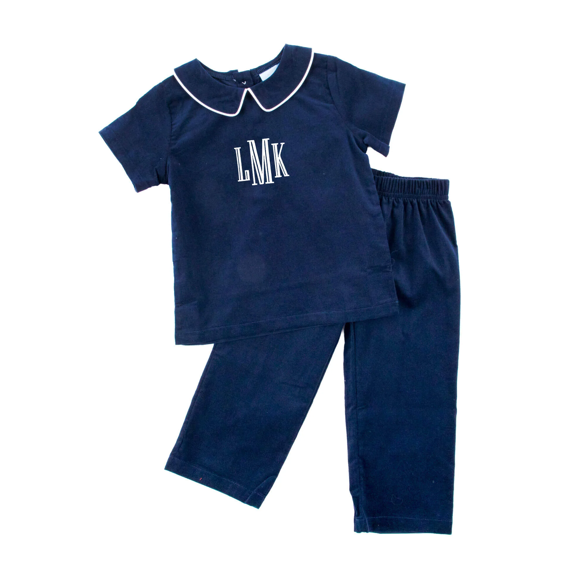 Navy Corduroy Collared Pant Set - Image 2