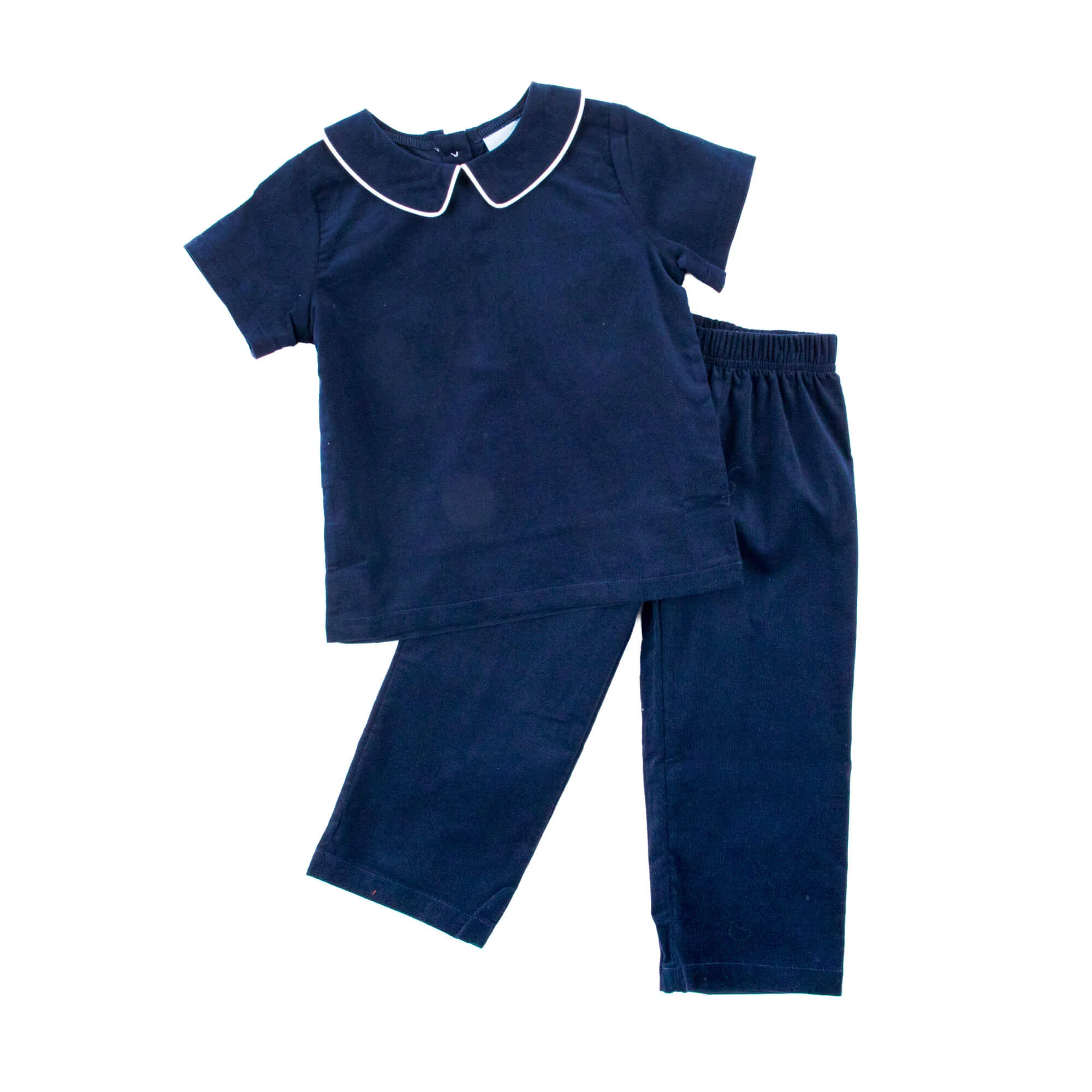 Navy Corduroy Collared Pant Set - Image 5