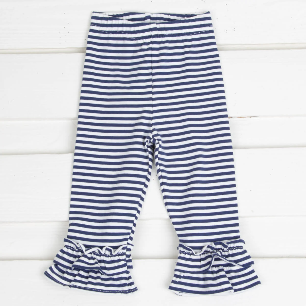 Navy Stripe Knit Leggings - Image 2