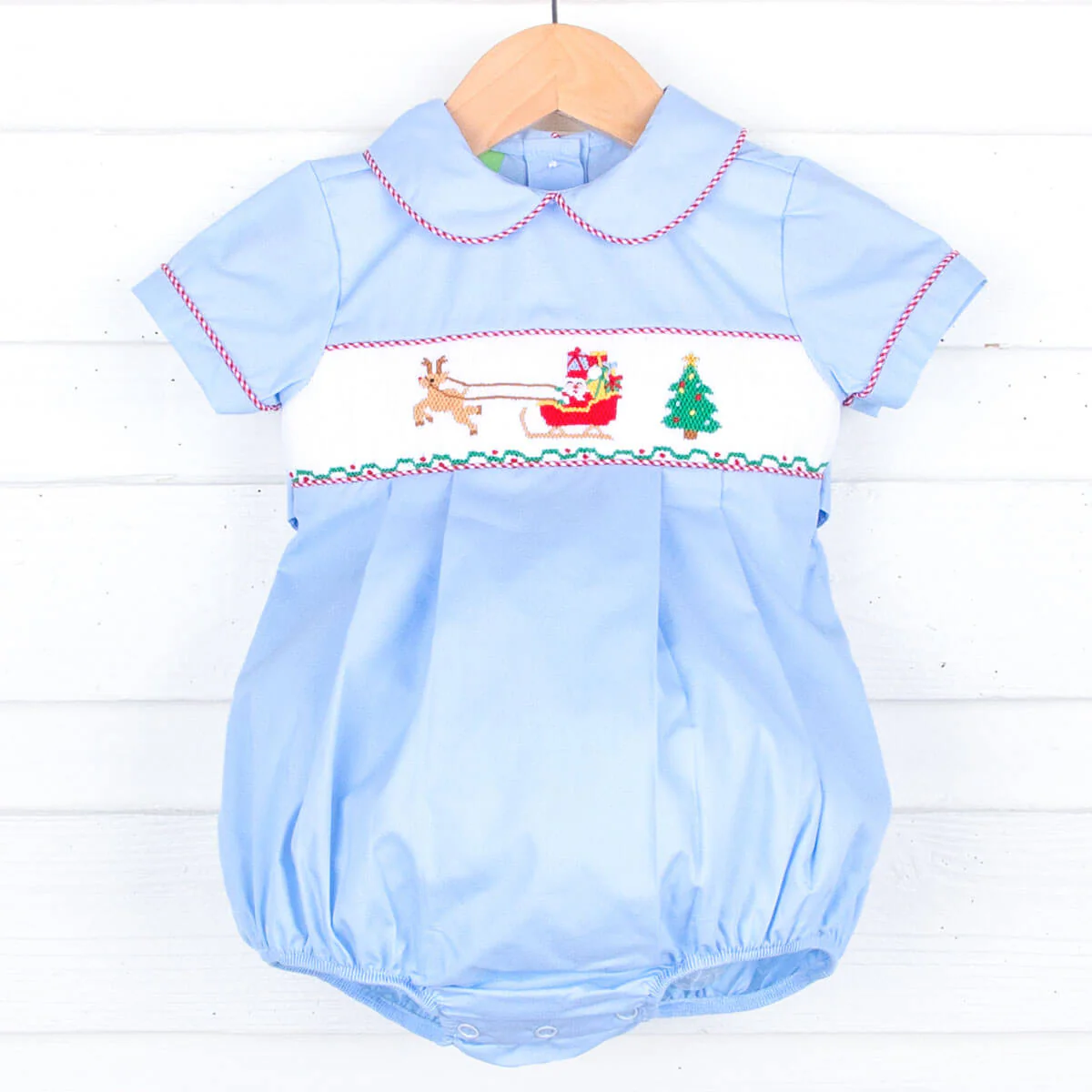 North Pole Smocked Blue Collared Bubble - Image 5