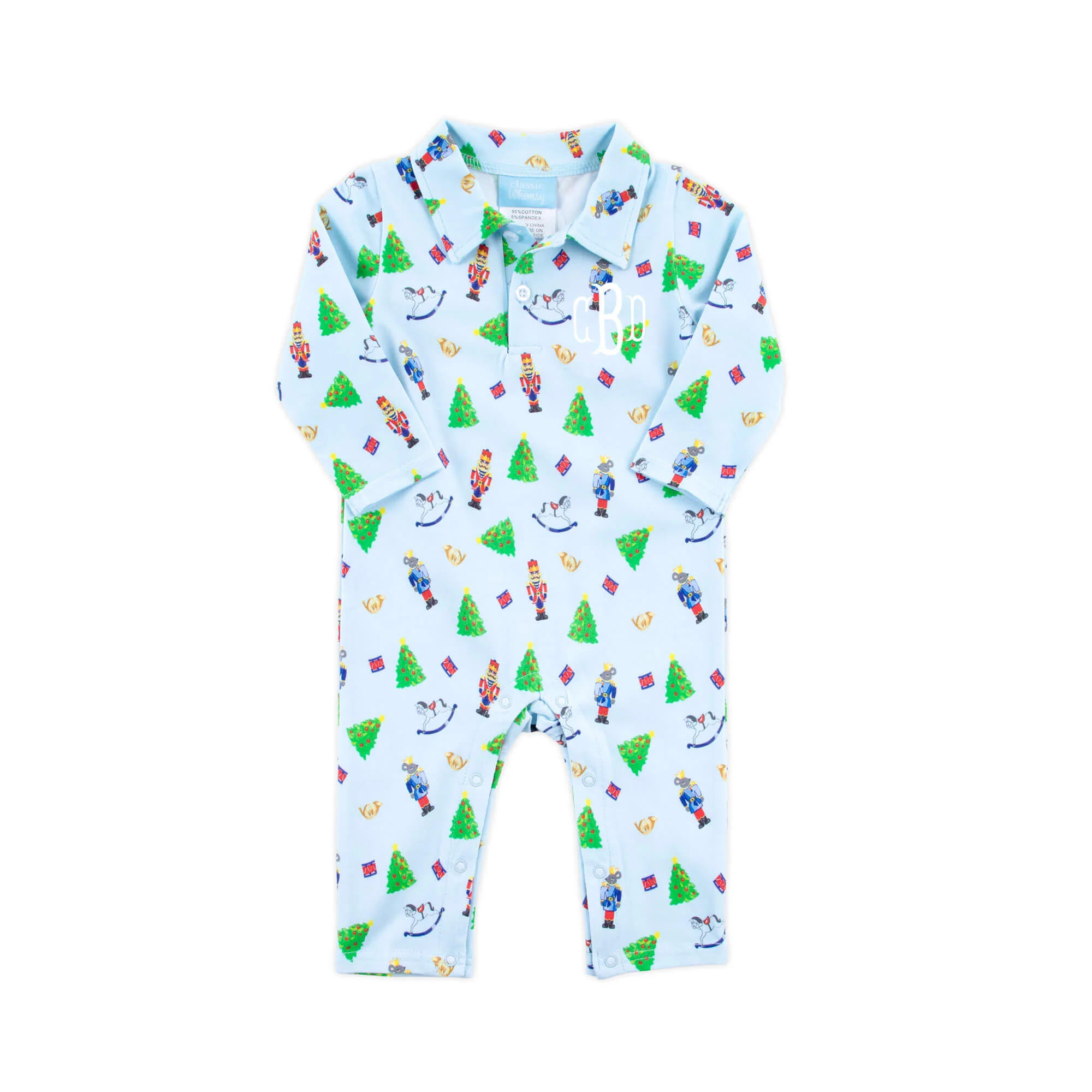 Nutcracker Blue Print Polo Romper - Image 2