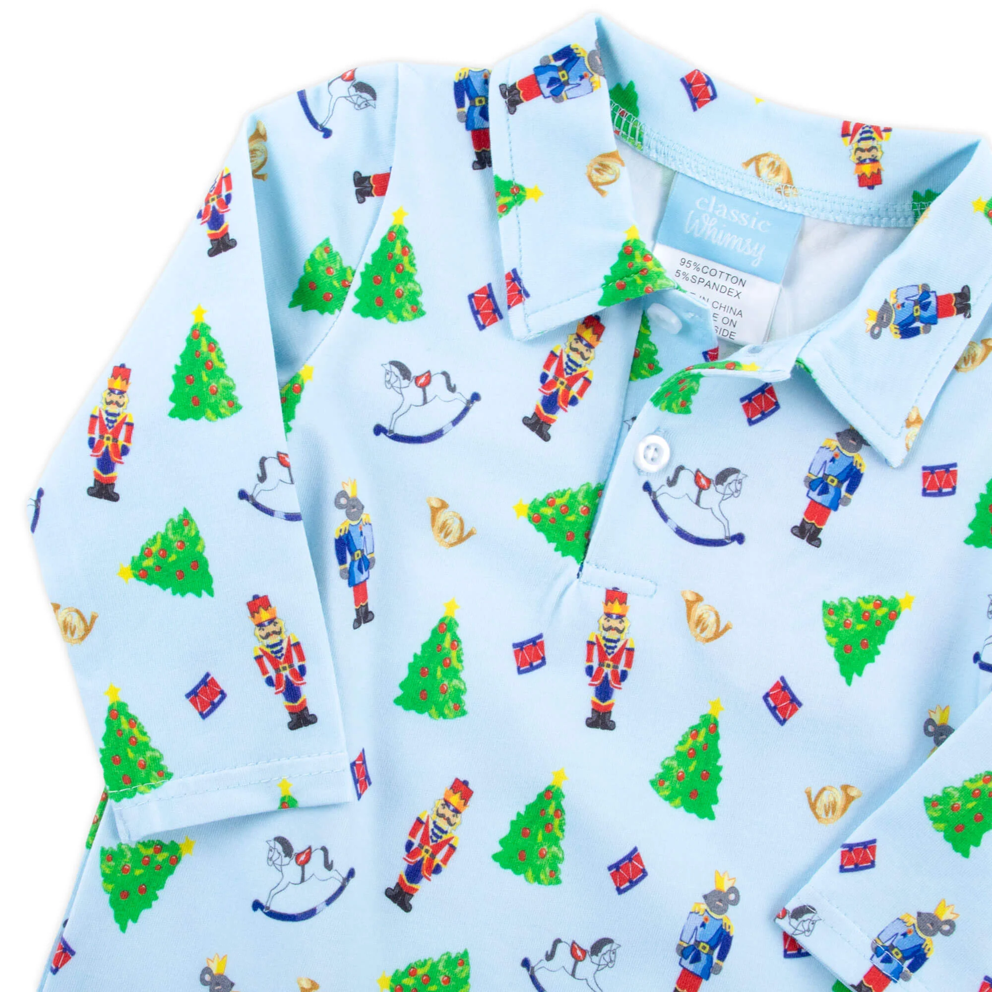 Nutcracker Blue Print Polo Romper - Image 3