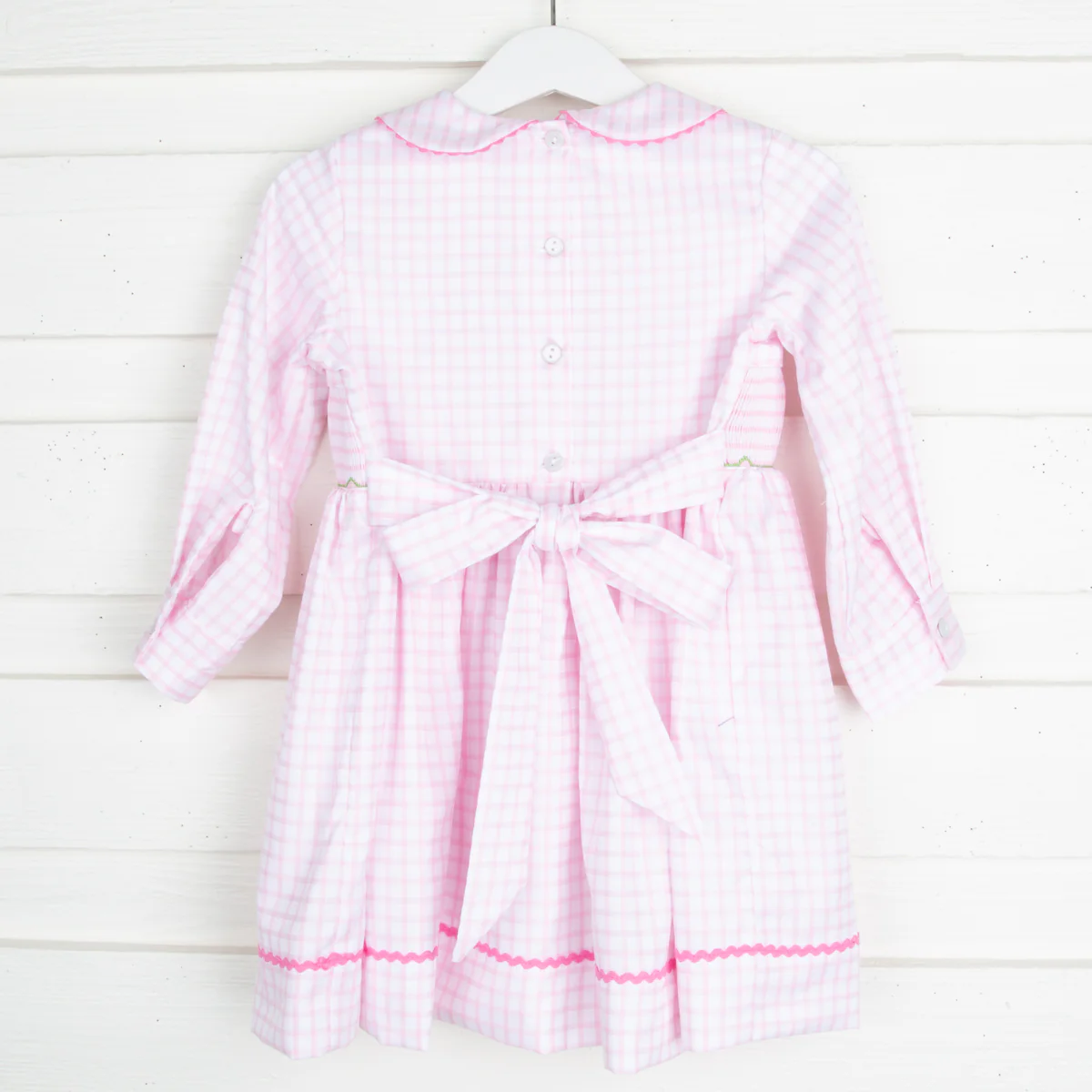 Nutcracker Smocked Long Sleeve Dress Pink Windowpane - Image 2