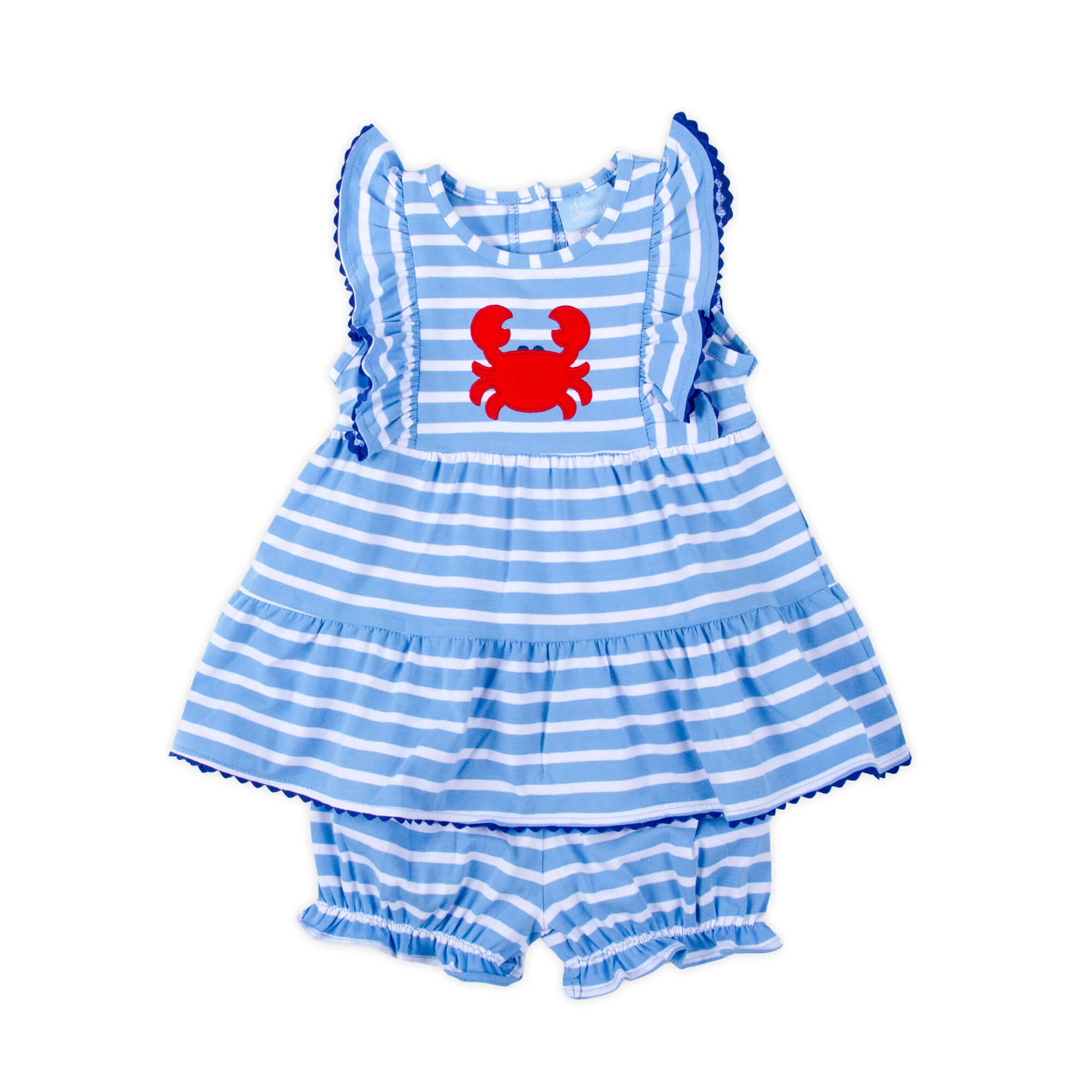Ocean Crab Blue Stripe Kaylee Bloomer Set - Image 2